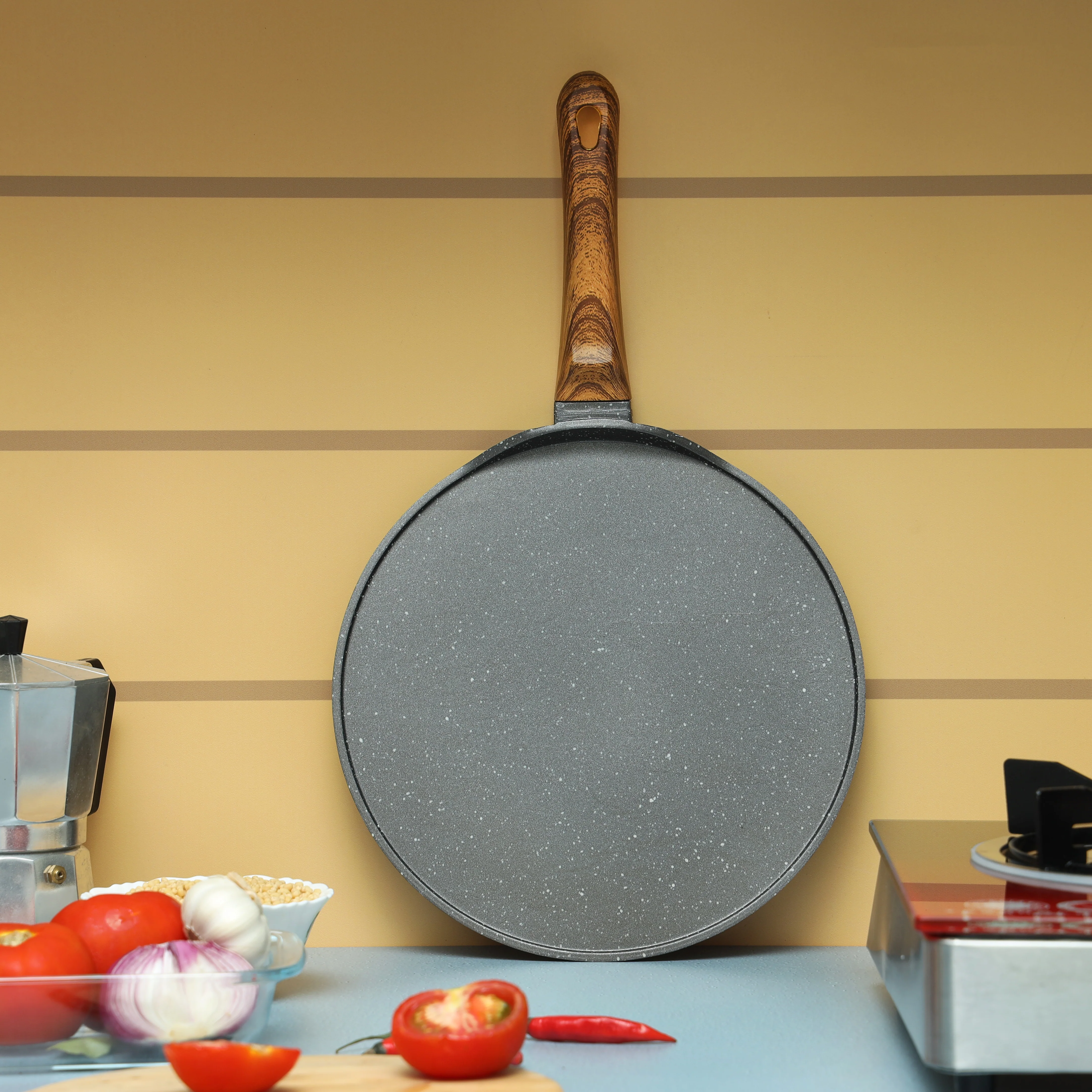 Royalford RF10766 28cm Flat Griddle Tawa | Granite Coated Die-Cast Aluminium Non Stick Tawa |  5 Layer Durable Construction for Dosa , Roti, Pancake & Everyday Cooking - Image 2