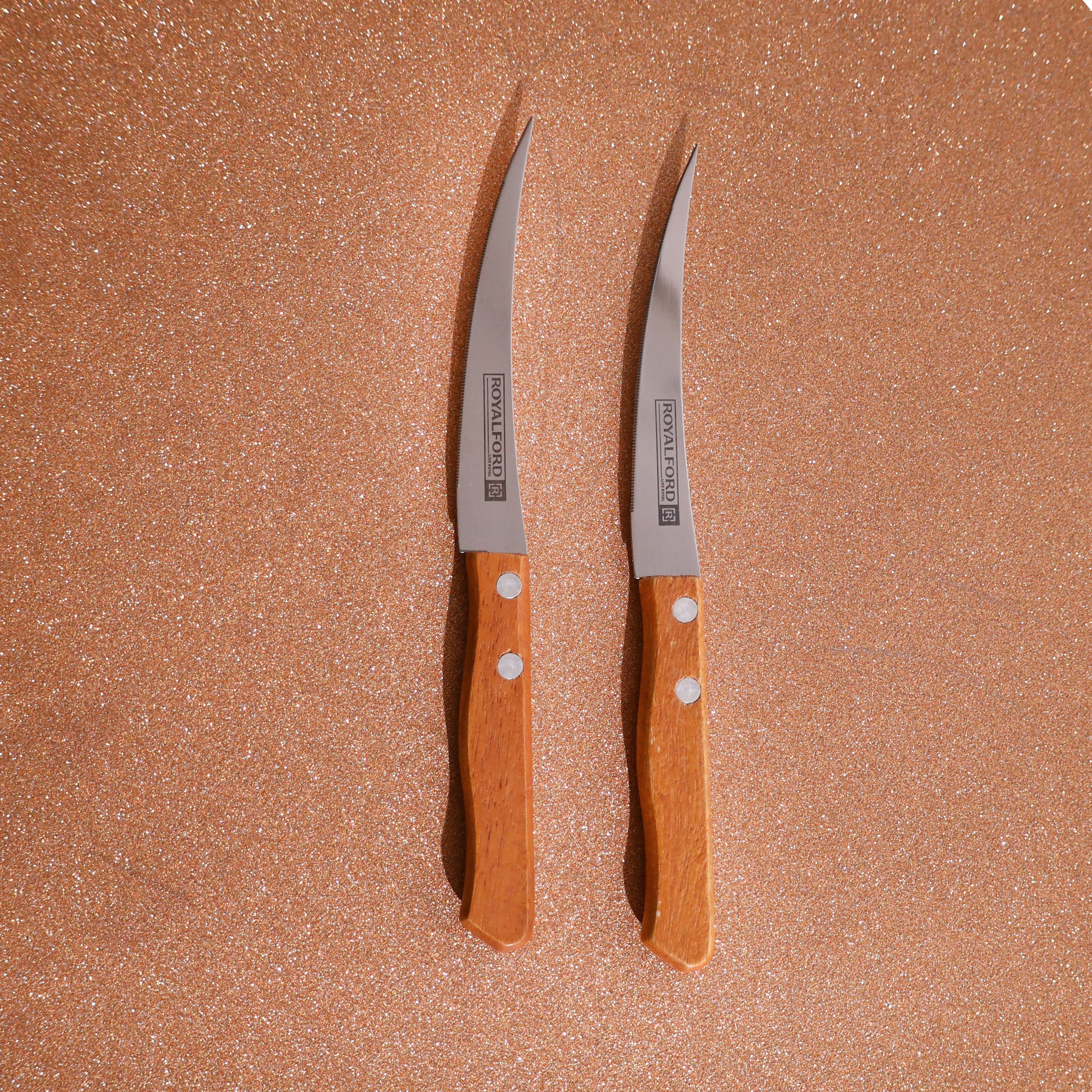Royalford RF10771 Fruit Knife Set| 2PCS with sharp serrated stainless steel blades & durable wooden handles| for slicing fruits and vegetables ease & precision| - Image 2