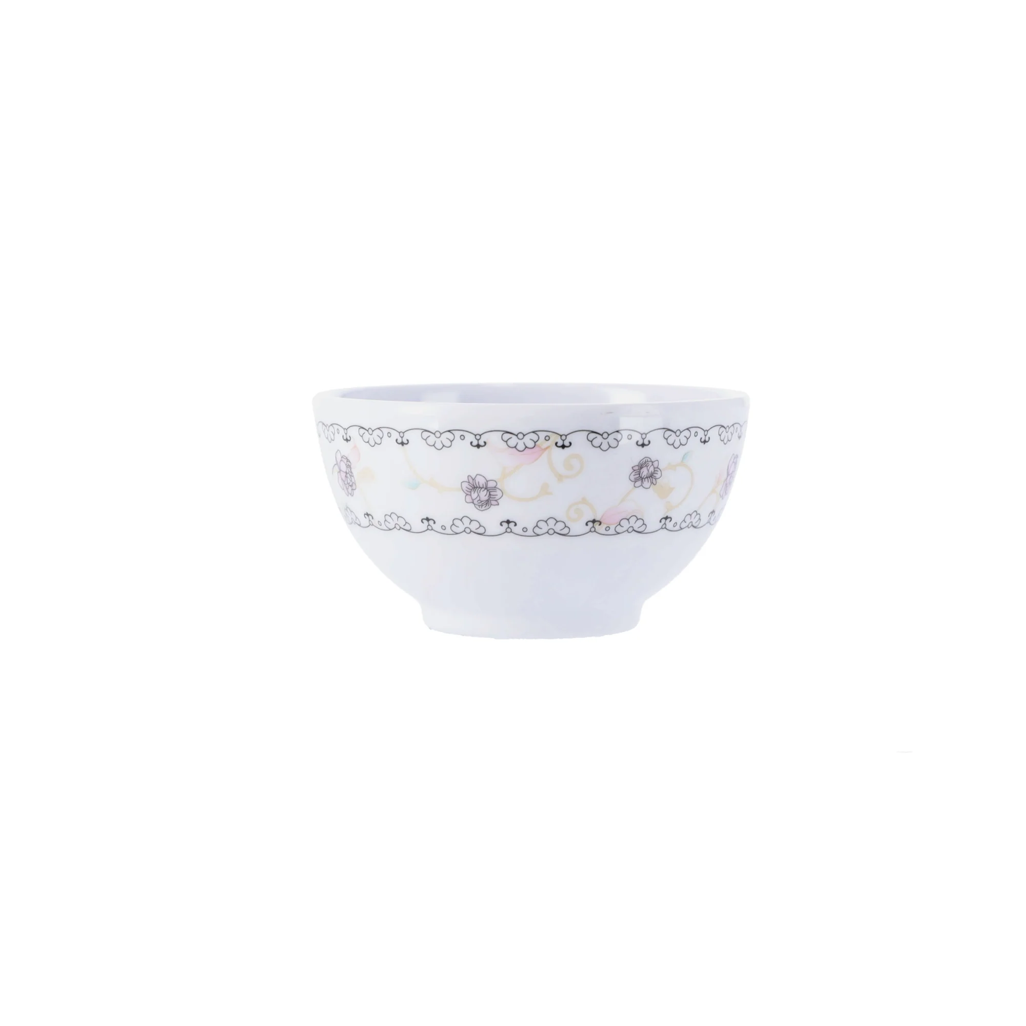 Royalford RF1080WH White Lily Melamine Rice Bowl | 3.5 Inch Durable Lightweight Break Resistant Serving Bowl | Perfect for Rice, Snacks, Desserts & Everyday Tableware Use