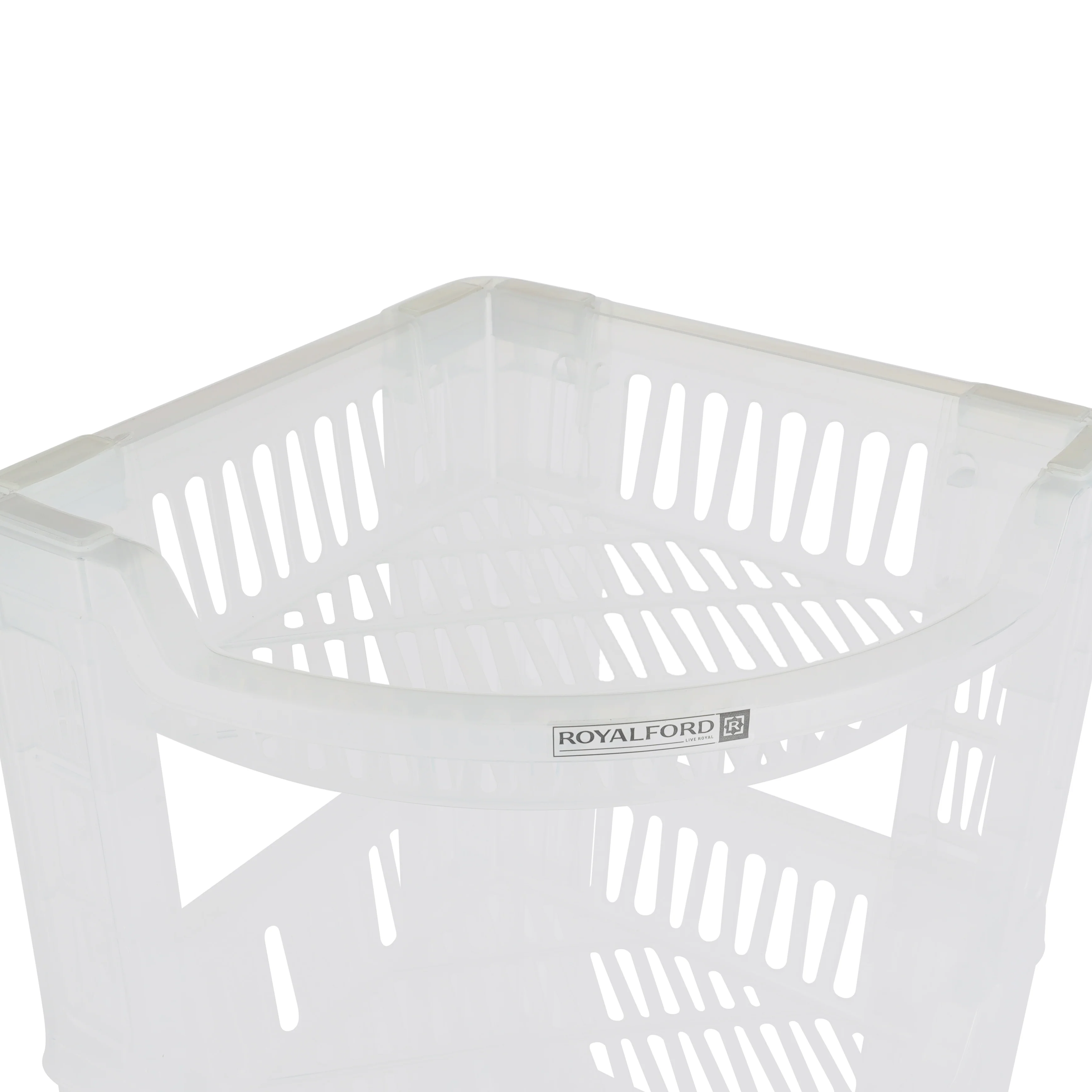 Royalford RF10881 4-Layer Corner Rack | Premium Plastic Storage Rack| Compact Space-Saving Design | Easy to Install & Clean | Lightweight & Multi-Purpose Organizer - Image 6