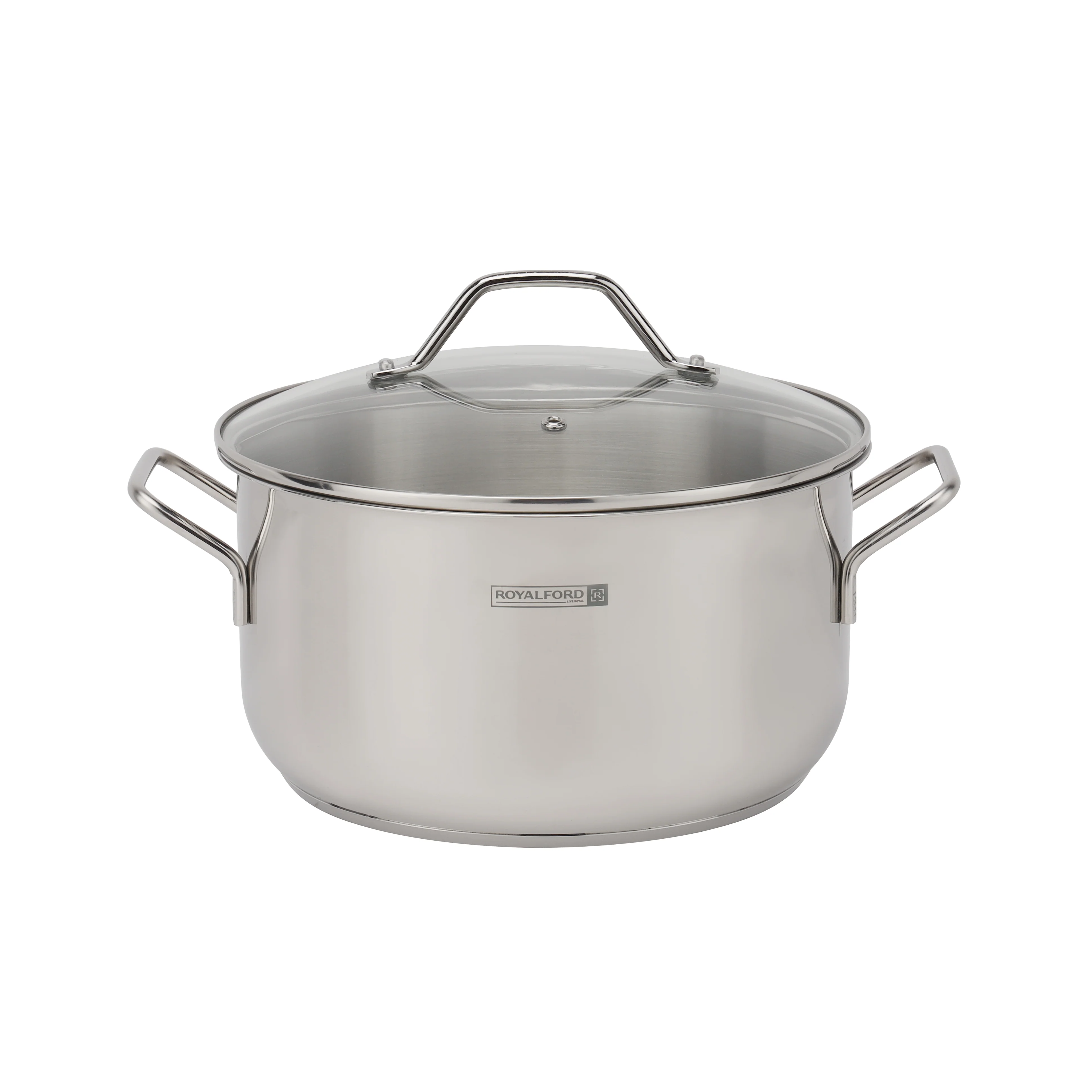 Royalford RF10978 9PCS Stainless Steel Cookware Set | Induction Compatible | 3 Layer Extra Thick Base | Tempered Glass Lids | Heavy Duty Handles for Modern Kitchen Use - Image 3