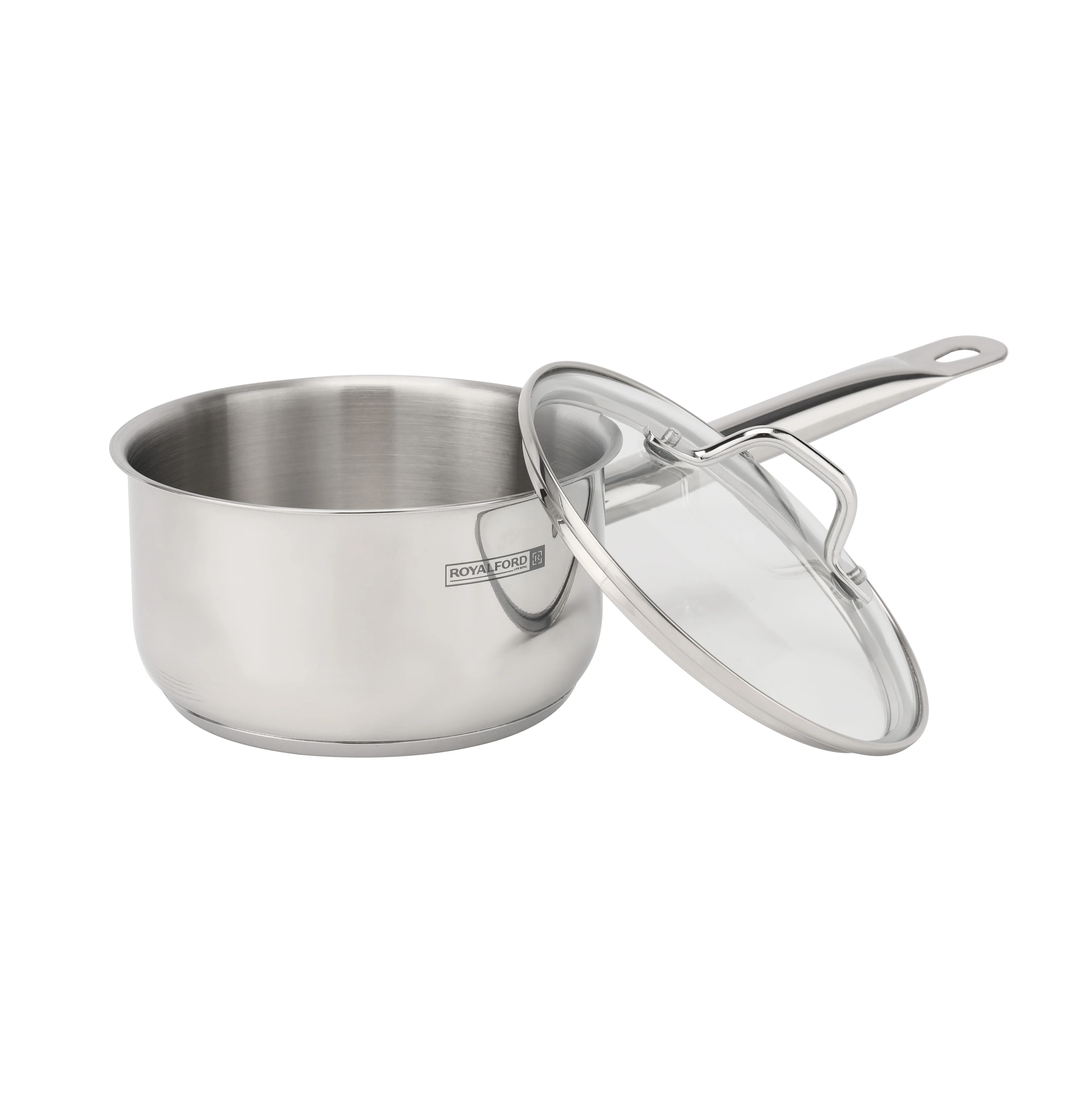 Royalford RF10978 9PCS Stainless Steel Cookware Set | Induction Compatible | 3 Layer Extra Thick Base | Tempered Glass Lids | Heavy Duty Handles for Modern Kitchen Use - Image 4