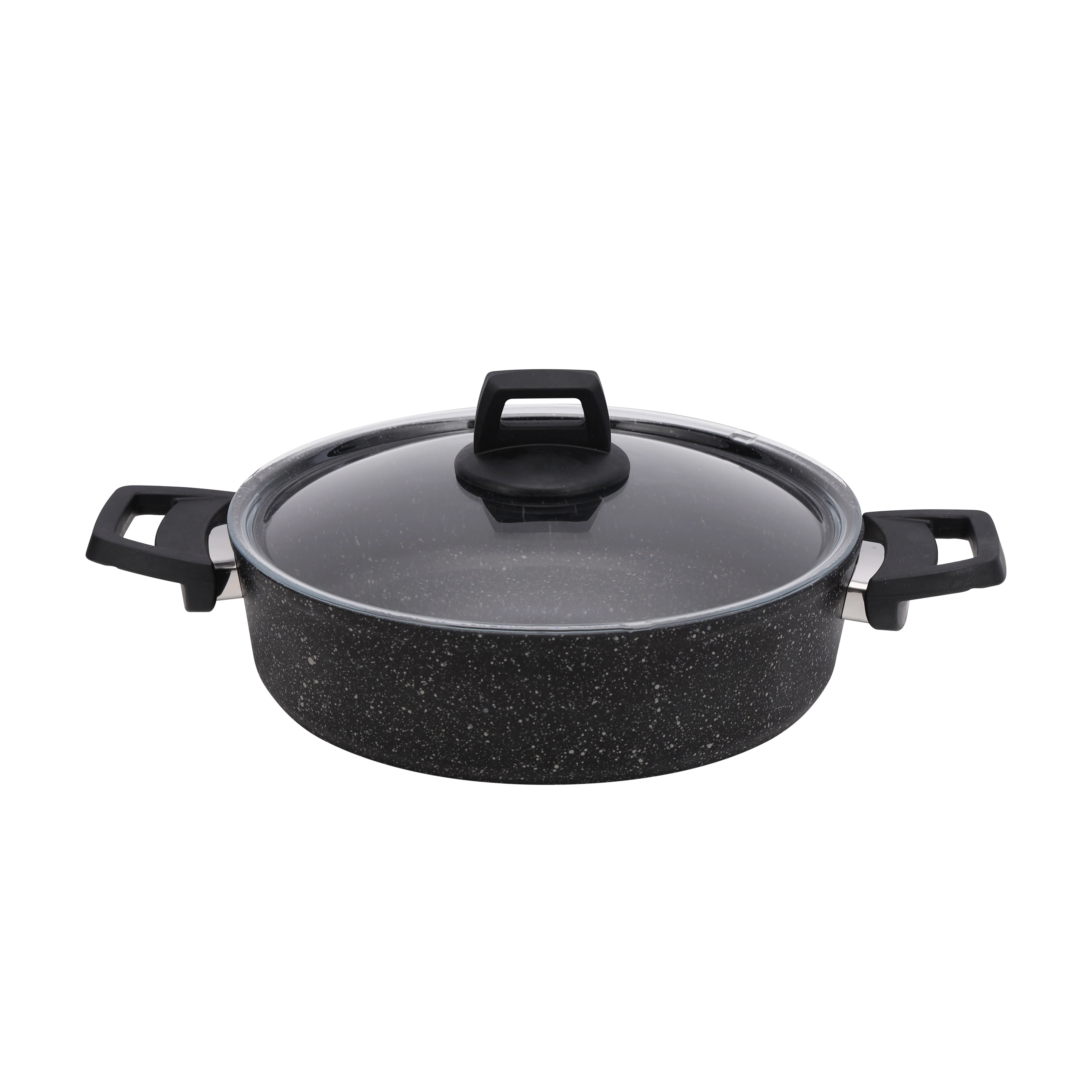 Royalford RF10980 Gabbro Granite Coated Cookware Set | 7 Pieces Non-Stick Aluminium Pots and Pans | Tempered Glass Lids | Even Heat Distribution | PTFE & PFOA Free - Image 4
