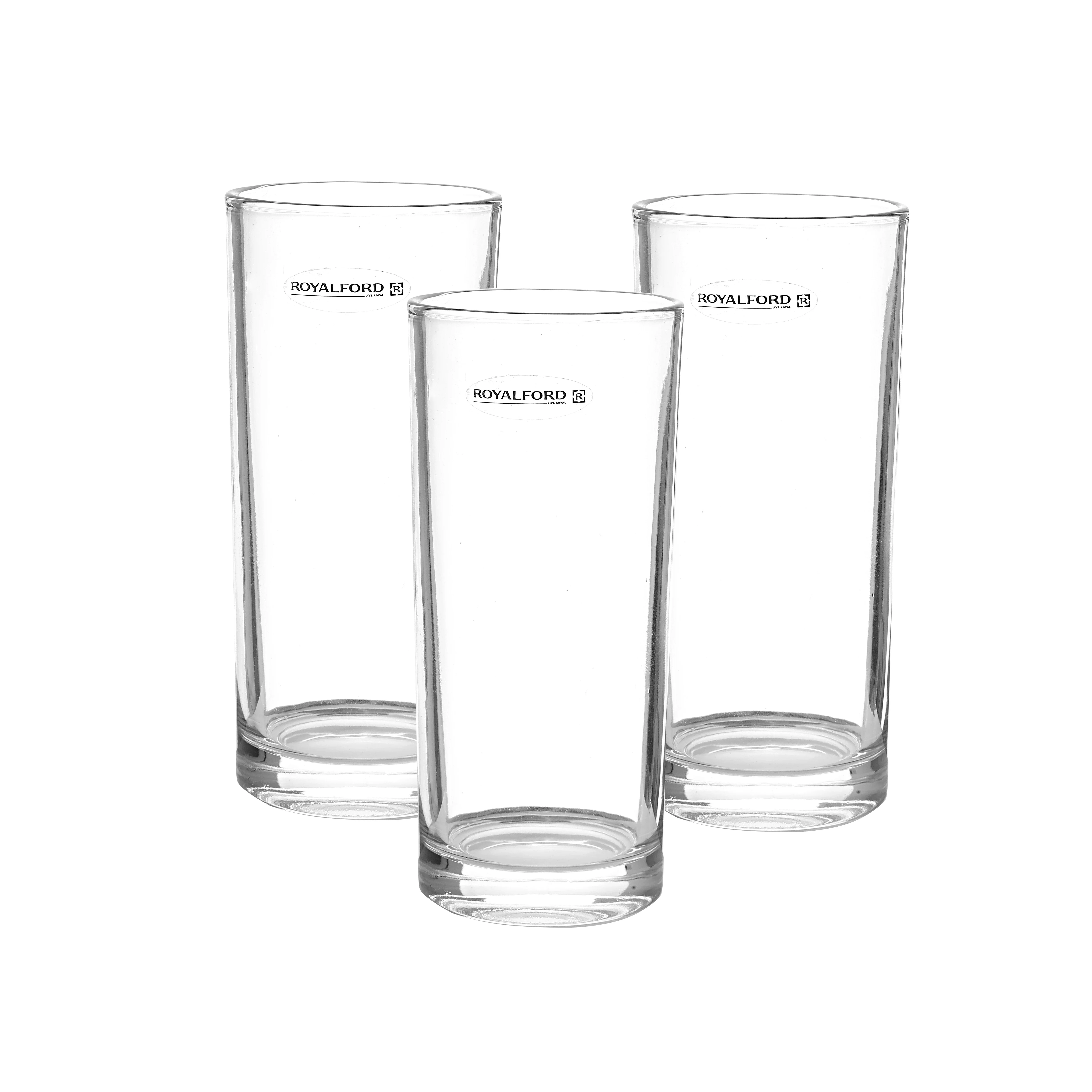 Royalford RF1101-GT6 3 Pcs Glass Tumbler Set| made from clear durable glass and elegant design| perfect for water, juice, soft drinks, sturdy base, and daily use| - Image 3