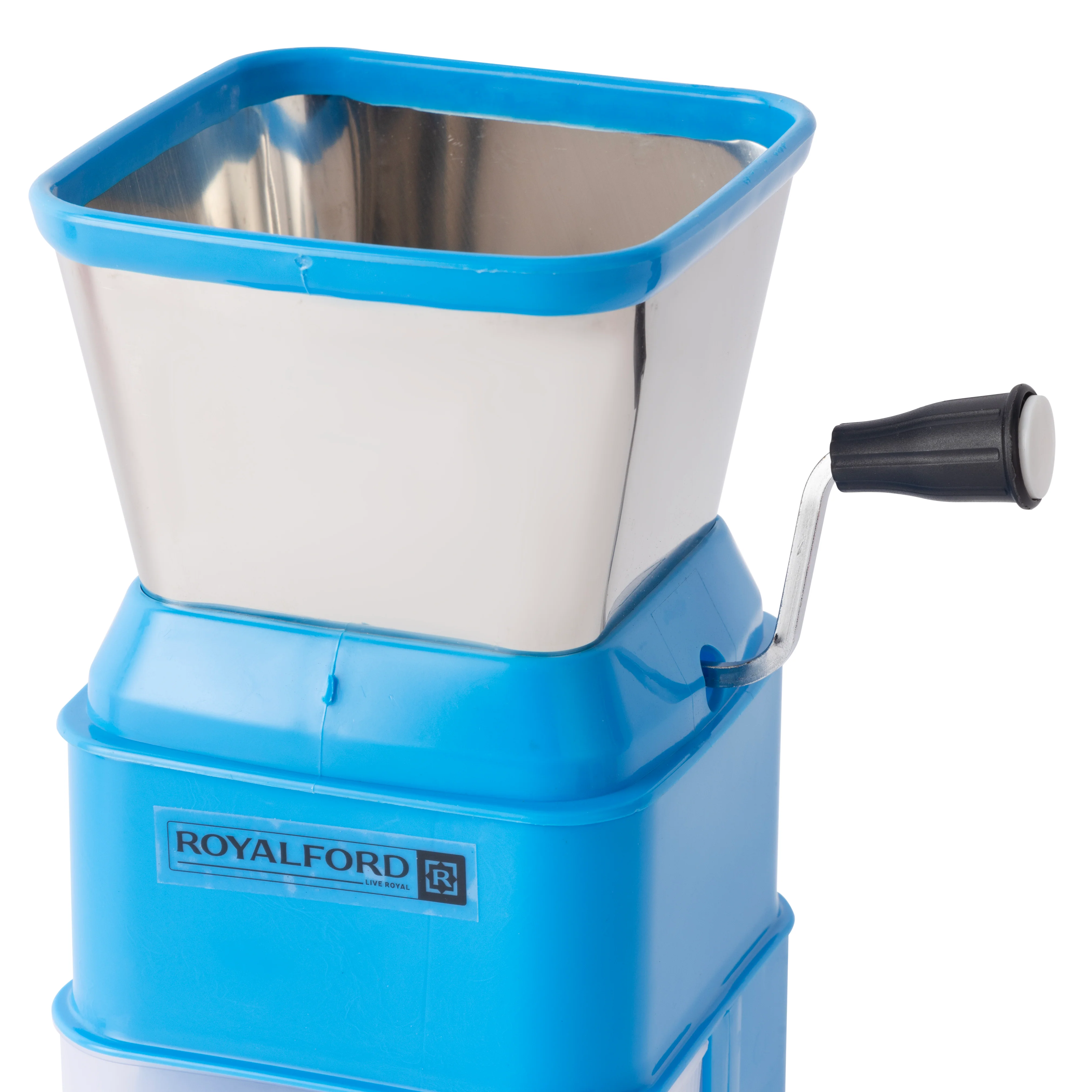 Royalford RF11037 Veg Chilli Nut Grater | Manual Hand Crank Vegetable Grinder | Storage Container | Food Grade Kitchen Grater for Nuts, Vegetables, Chillies & Spices - Image 4
