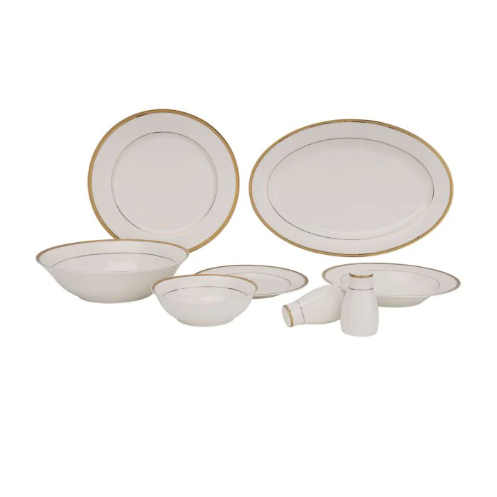 Royalford RF11050 Premium Bone China 28-Piece Dinner Set | Elegant Gold-Rimmed Plates & Bowls | Microwave & Dishwasher Safe | Durable Design | Food-Grade Tableware - Image 3