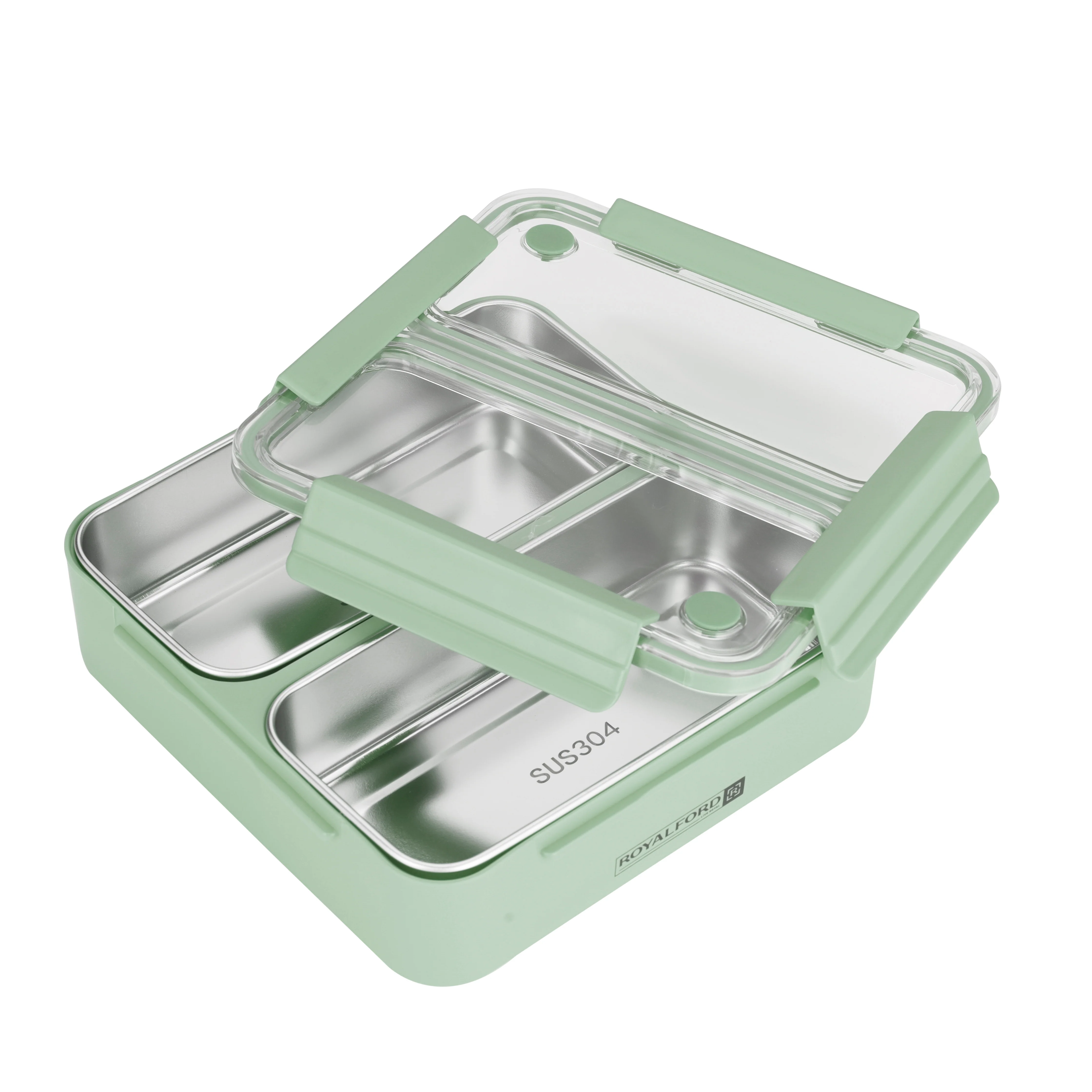 Royalford RF11102 Stainless Steel Lunch Box 1100ml | Leak-Proof Insulated Food Container with Sealing Ring | Locking Clips & Durable Design for Office, School & Travel - Image 3