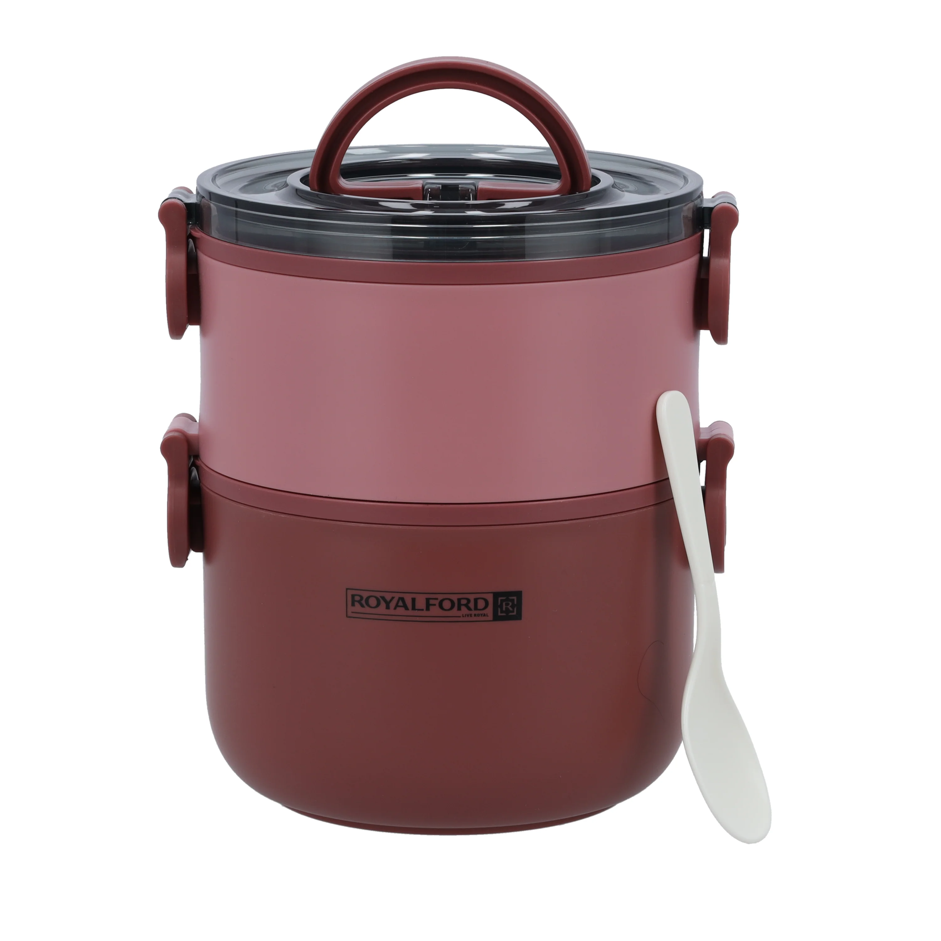 Royalford RF11105 Double Layer Lunch Box 1600ml | Stainless Steel Inner| Airtight Leak-Proof Locking Lid| Spoon & Heat Retention for Office, School, Travel & Daily Use - Image 2