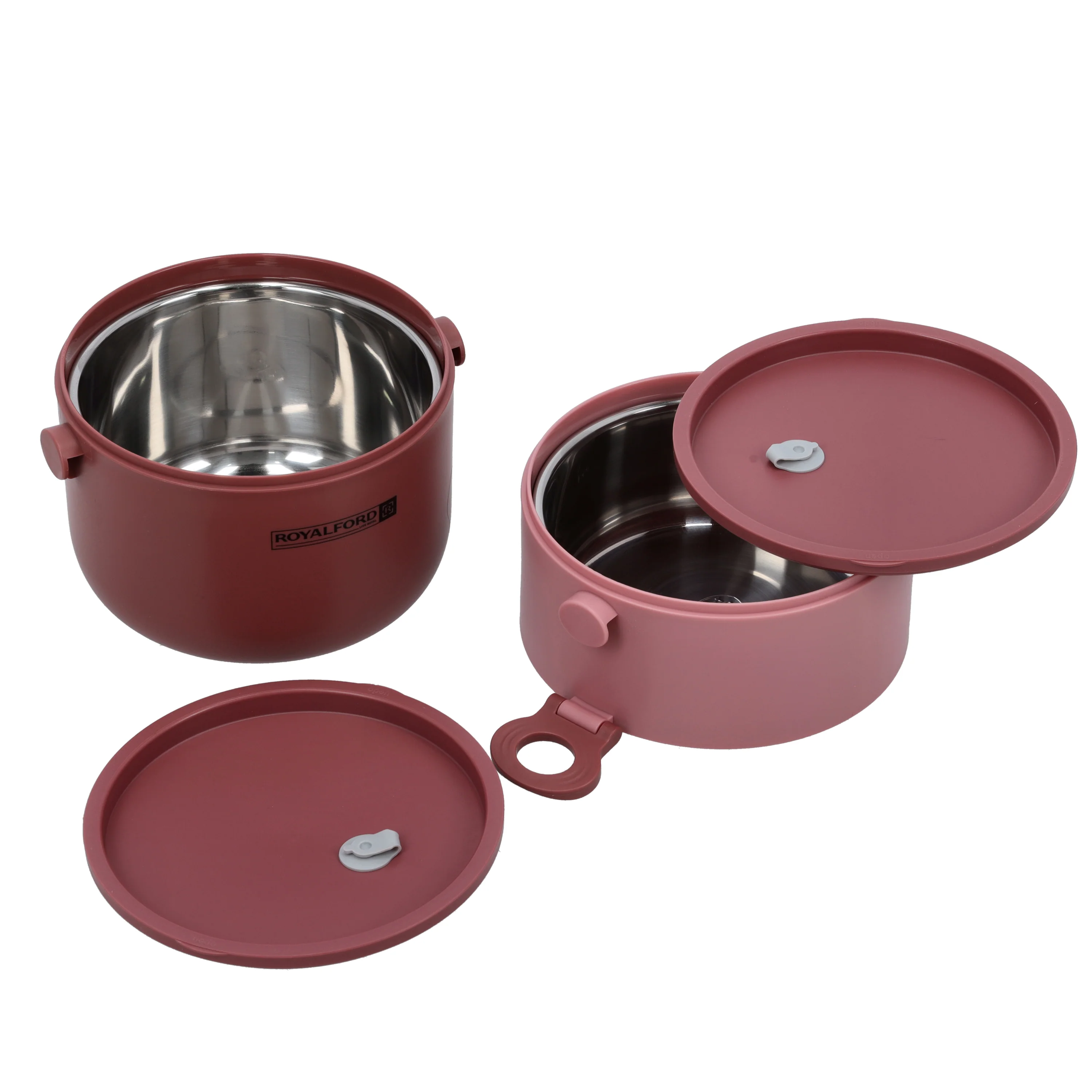 Royalford RF11105 Double Layer Lunch Box 1600ml | Stainless Steel Inner| Airtight Leak-Proof Locking Lid| Spoon & Heat Retention for Office, School, Travel & Daily Use - Image 3