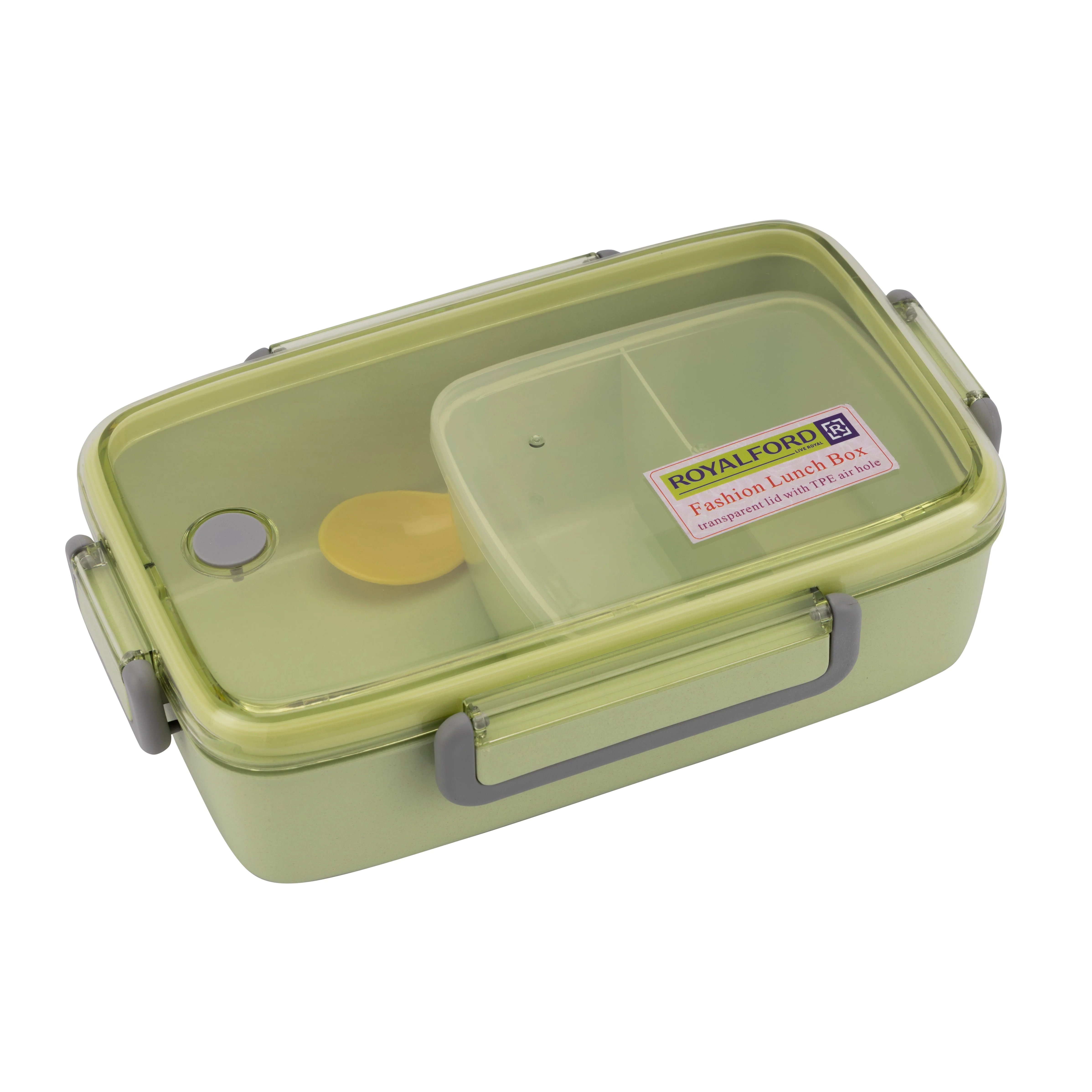Royalford RF11125 Lunch Box with Cutlery 950ml | Leak-Proof Premium Plastic Food Container | Locking Clips| Heat Retention & Portable Design for Office, School & Travel