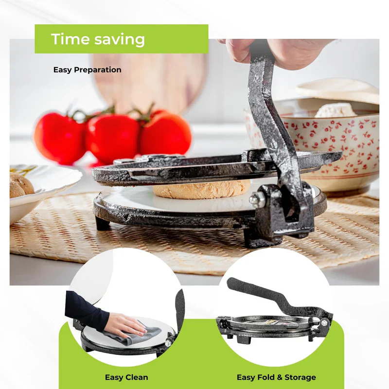 Royalford RF11165 Mica Plate Chapati Press 17.5cm | Heavy Cast Iron Roti Maker | Premium Food Grade Mica Plate | Easy Food Release | Anti Skid Heavy Base Design - Image 4