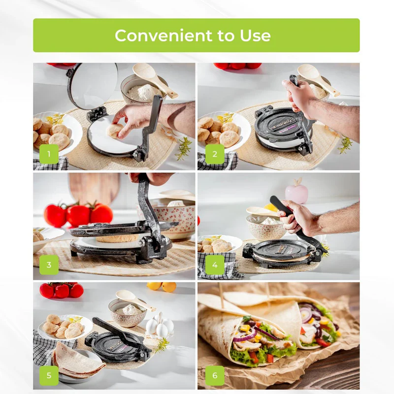 Royalford RF11165 Mica Plate Chapati Press 17.5cm | Heavy Cast Iron Roti Maker | Premium Food Grade Mica Plate | Easy Food Release | Anti Skid Heavy Base Design - Image 5