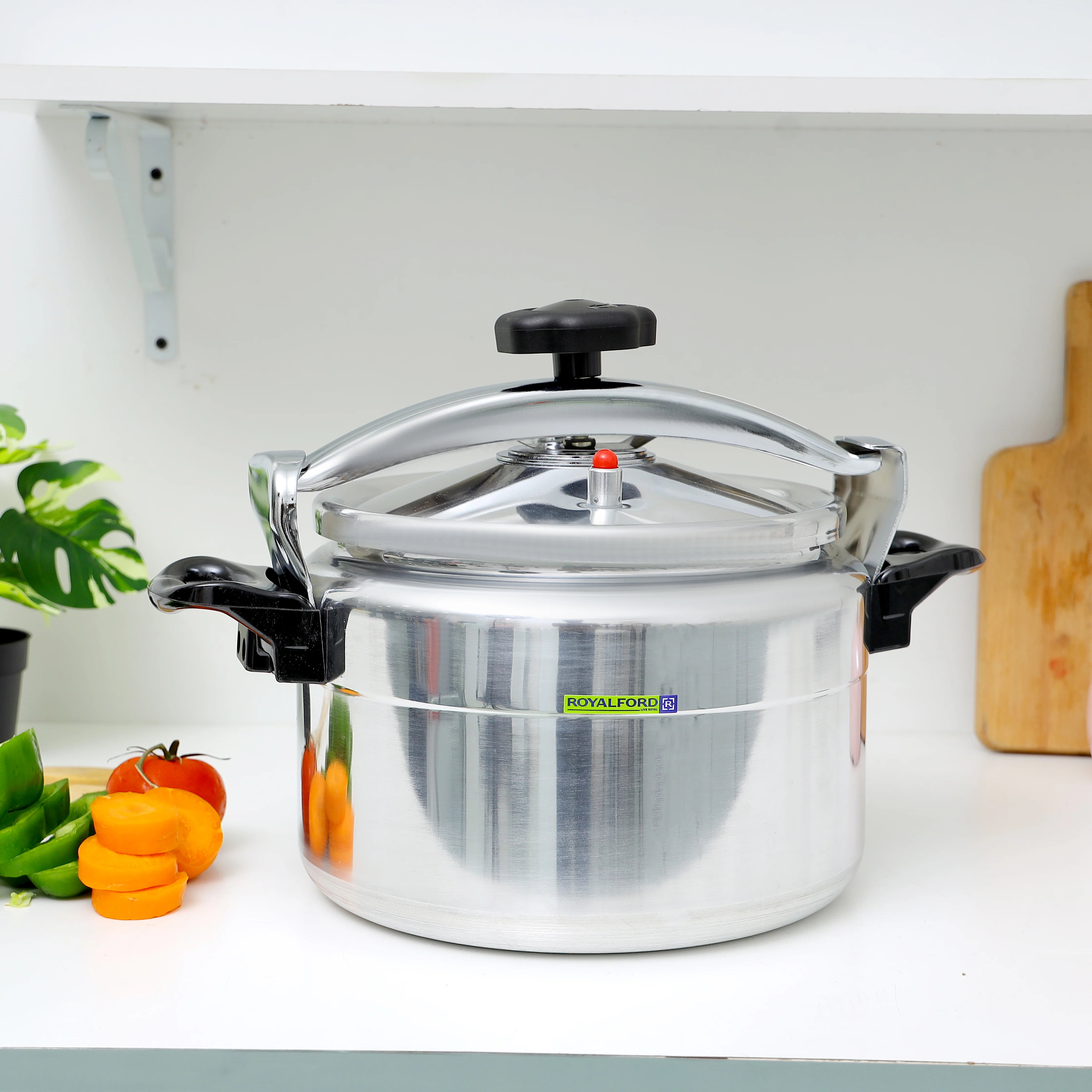 Royalford RF11175 9L Aluminium Pressure Cooker | High-Thickness Alloy Body  |Multi-Safety System | Unique Pressure Indicator & Three-Ply Base for Safe Family Cooking - Image 2