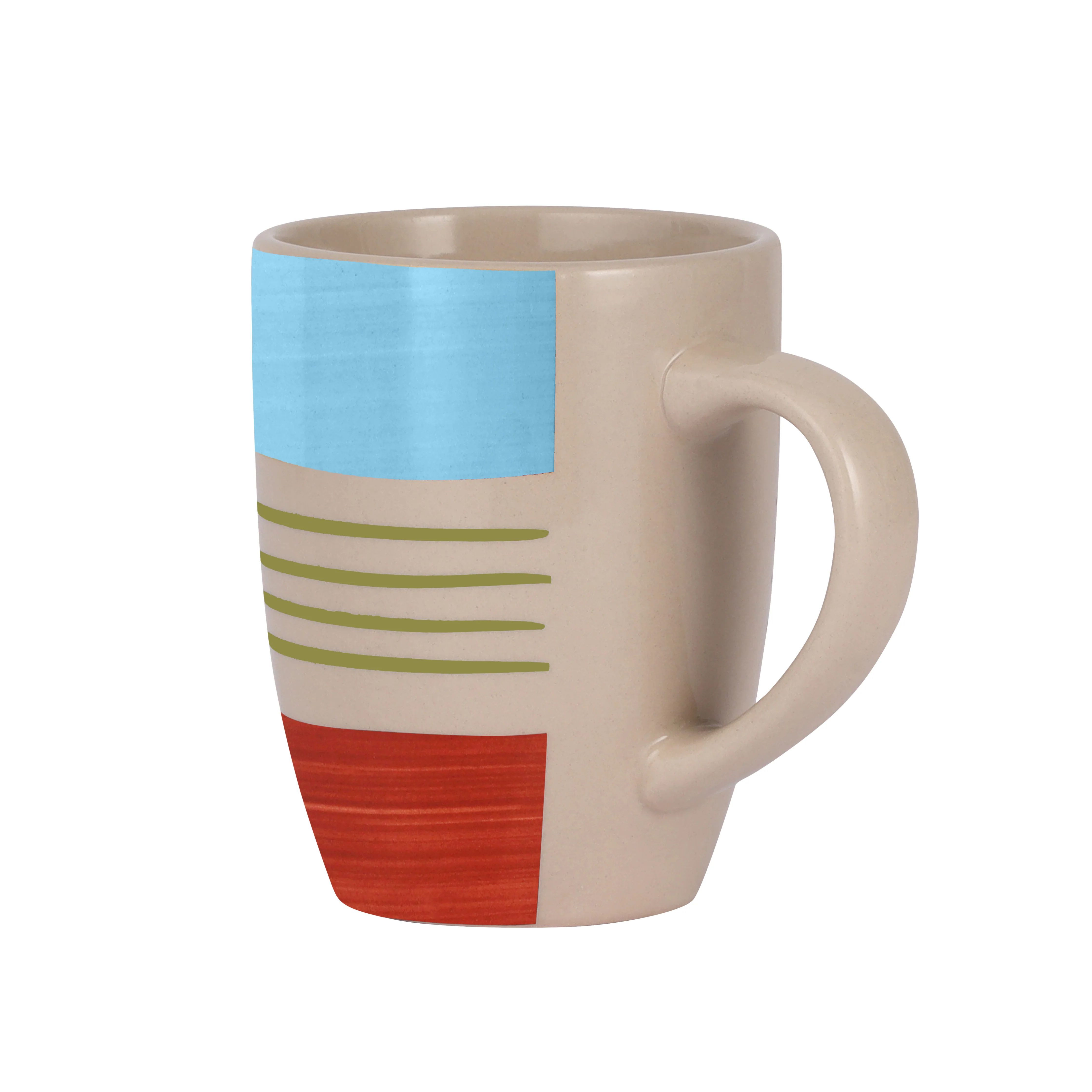 Royalford RF11179 Stoneware Mug 265ml (9oz) | Durable Coffee & Tea Mug with Ergonomic Handle | Stylish Striped Design | Glazed Finish | Ideal for Home and Office Use - Image 3