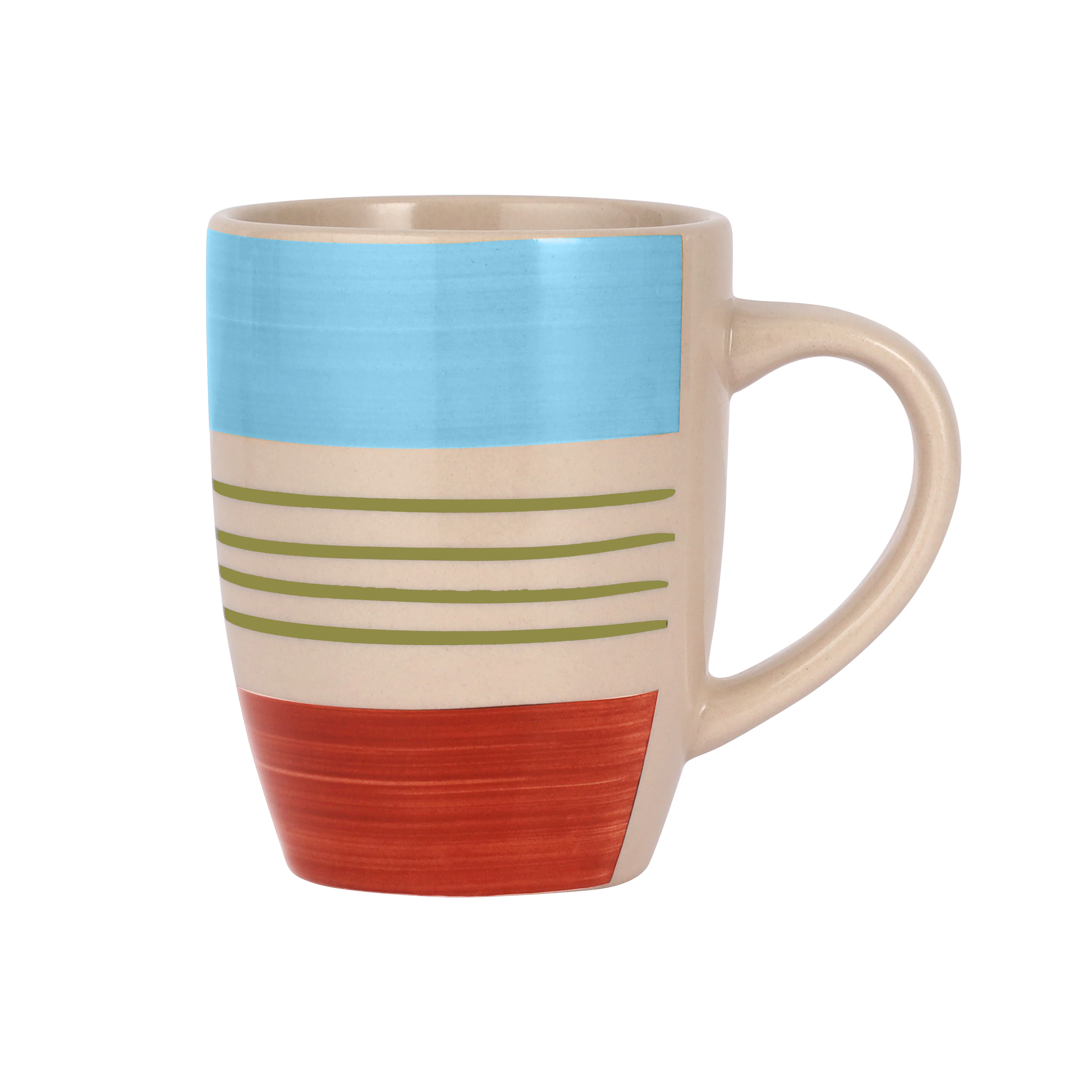 Royalford RF11179 Stoneware Mug 265ml (9oz) | Durable Coffee & Tea Mug with Ergonomic Handle | Stylish Striped Design | Glazed Finish | Ideal for Home and Office Use - Image 4