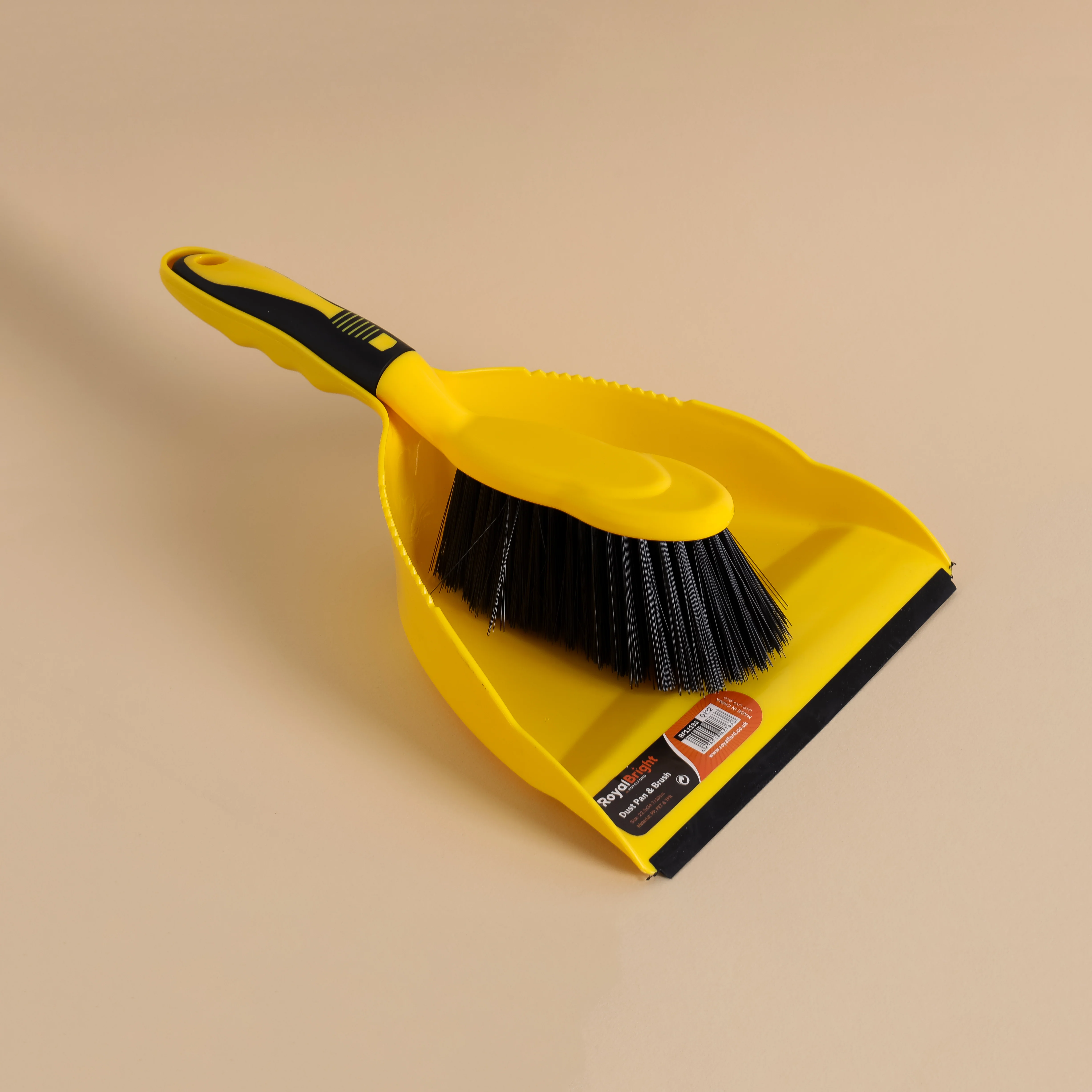 Royalford RF11193 Dust Pan & Brush set| durable bristles, ergonomic grip, and a rubber edge pan| for efficient wet & dry cleaning in home, kitchen, and bathroom spaces| - Image 2