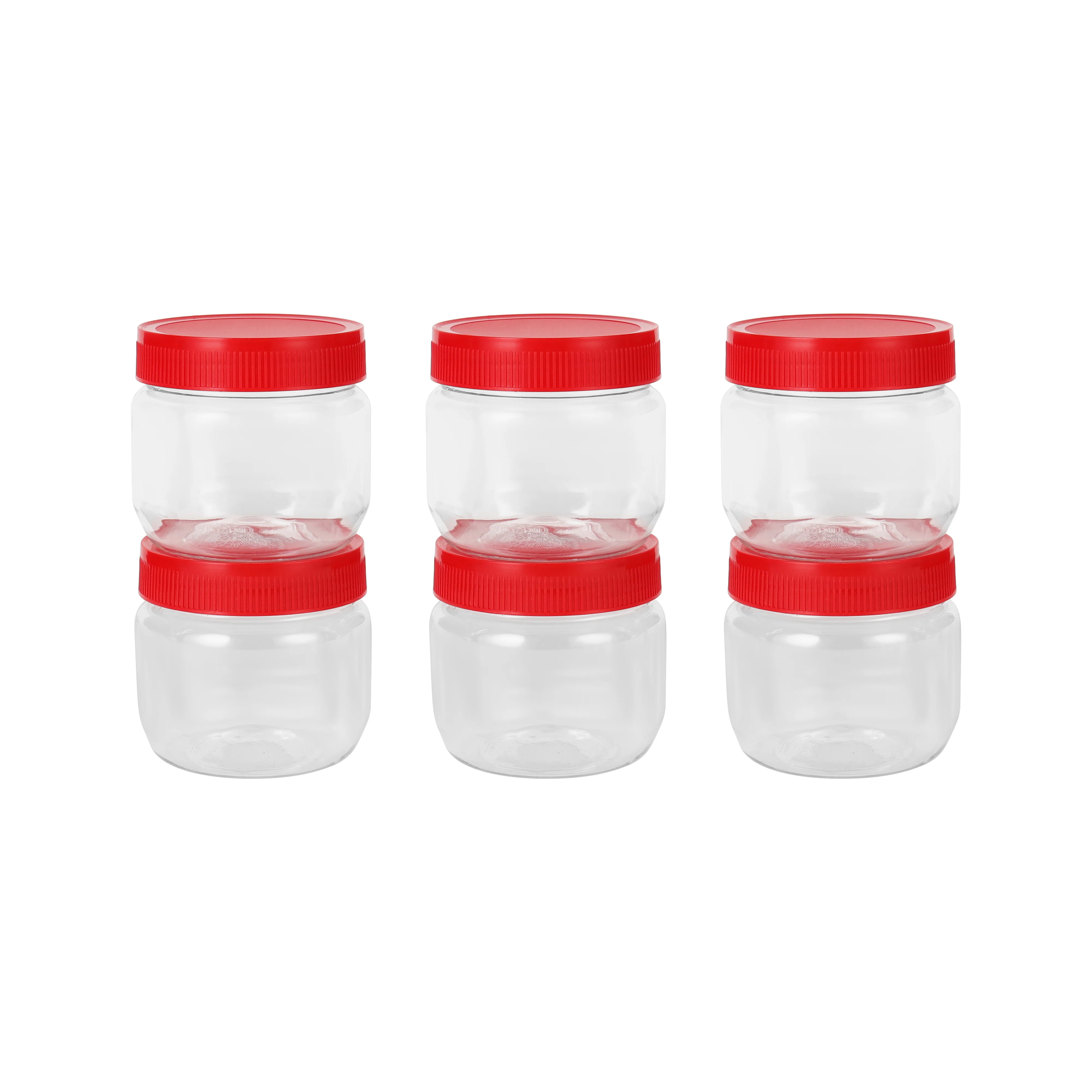 Royalford RF11223 250ML Airtight PET Jar Set 6PCS| BPA-free & leak-proof lids ensures safe storage| keeps food fresh, odor-free & ideal for snacks and dry items|