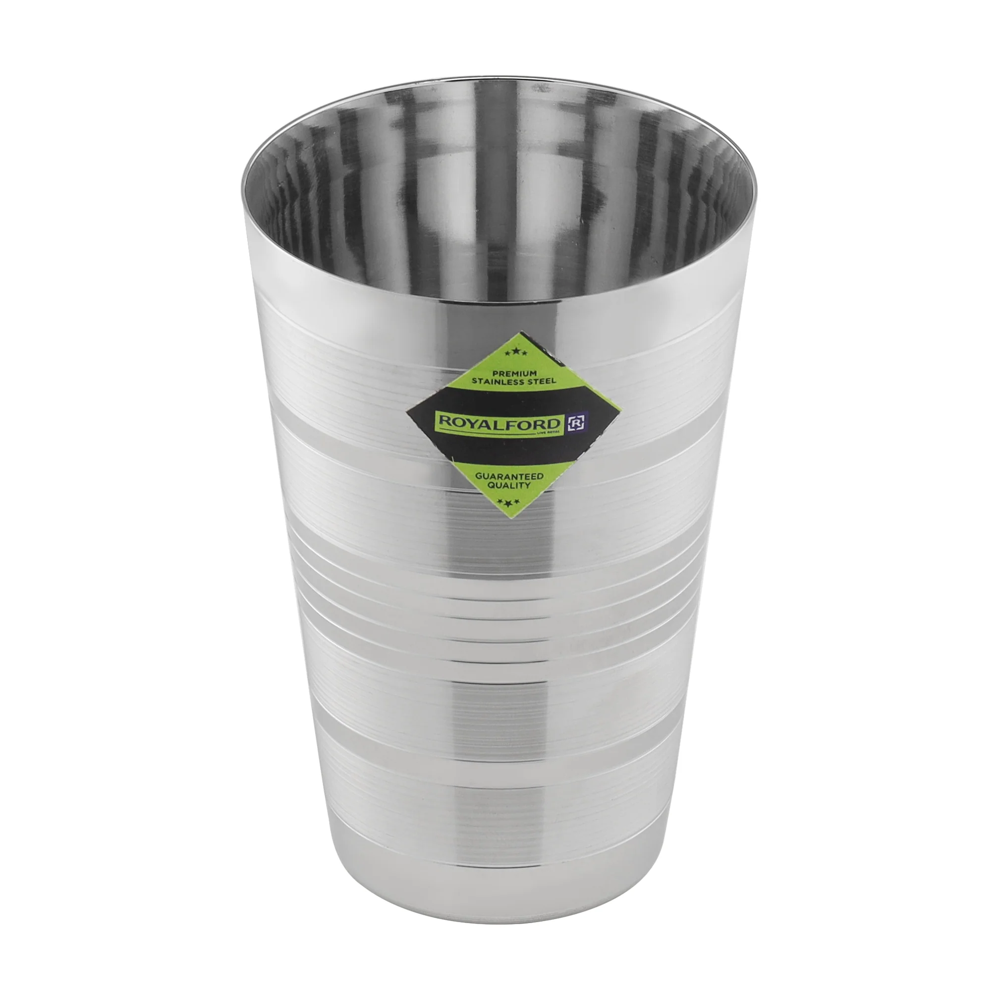 Royalford RF11463 Stainless Steel Designer Glass | 7cm with Mirror Finish Body | Durable Rust-Resistant Drinking Tumbler for Water, Juice & Daily Use, Premium Quality