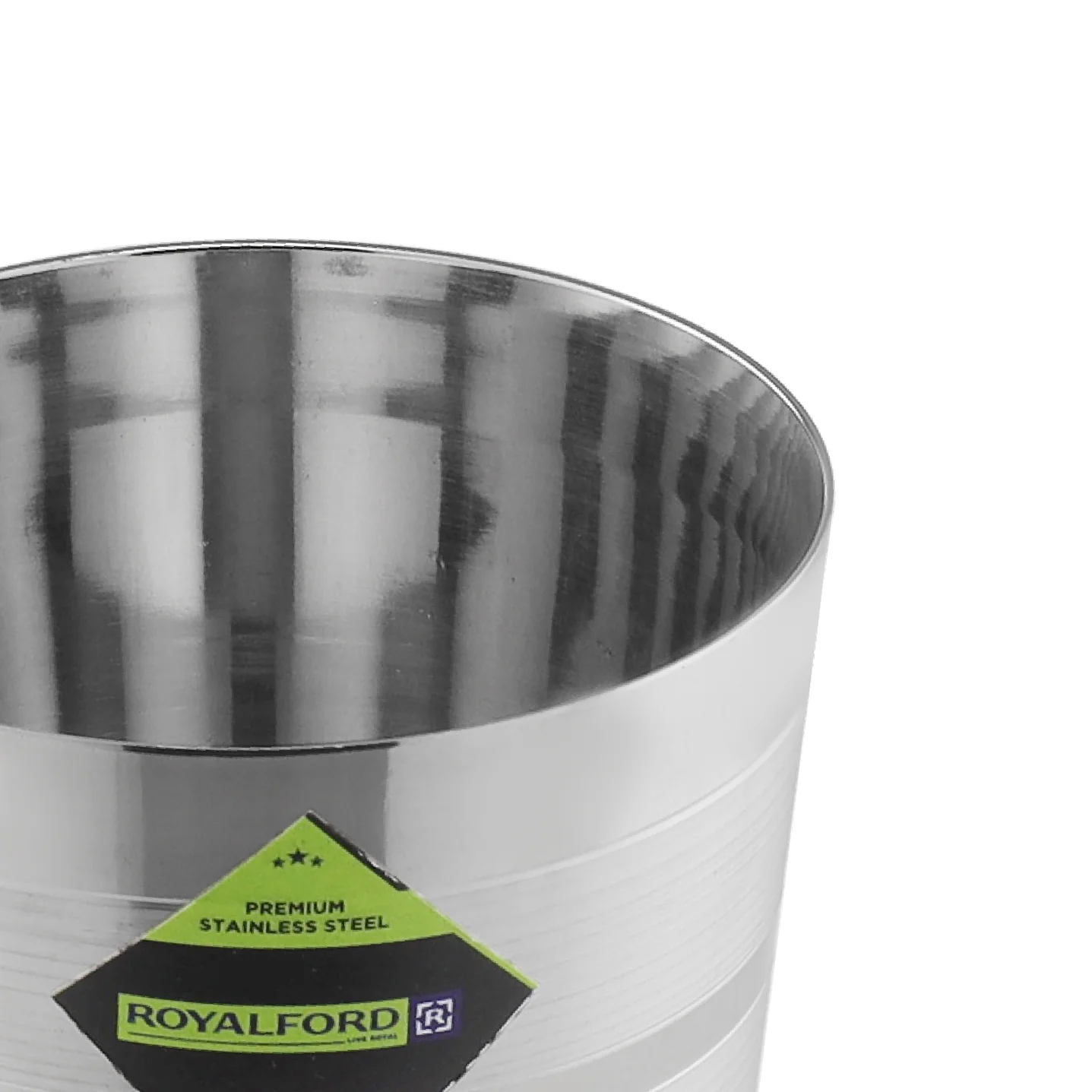 Royalford RF11463 Stainless Steel Designer Glass | 7cm with Mirror Finish Body | Durable Rust-Resistant Drinking Tumbler for Water, Juice & Daily Use, Premium Quality - Image 5