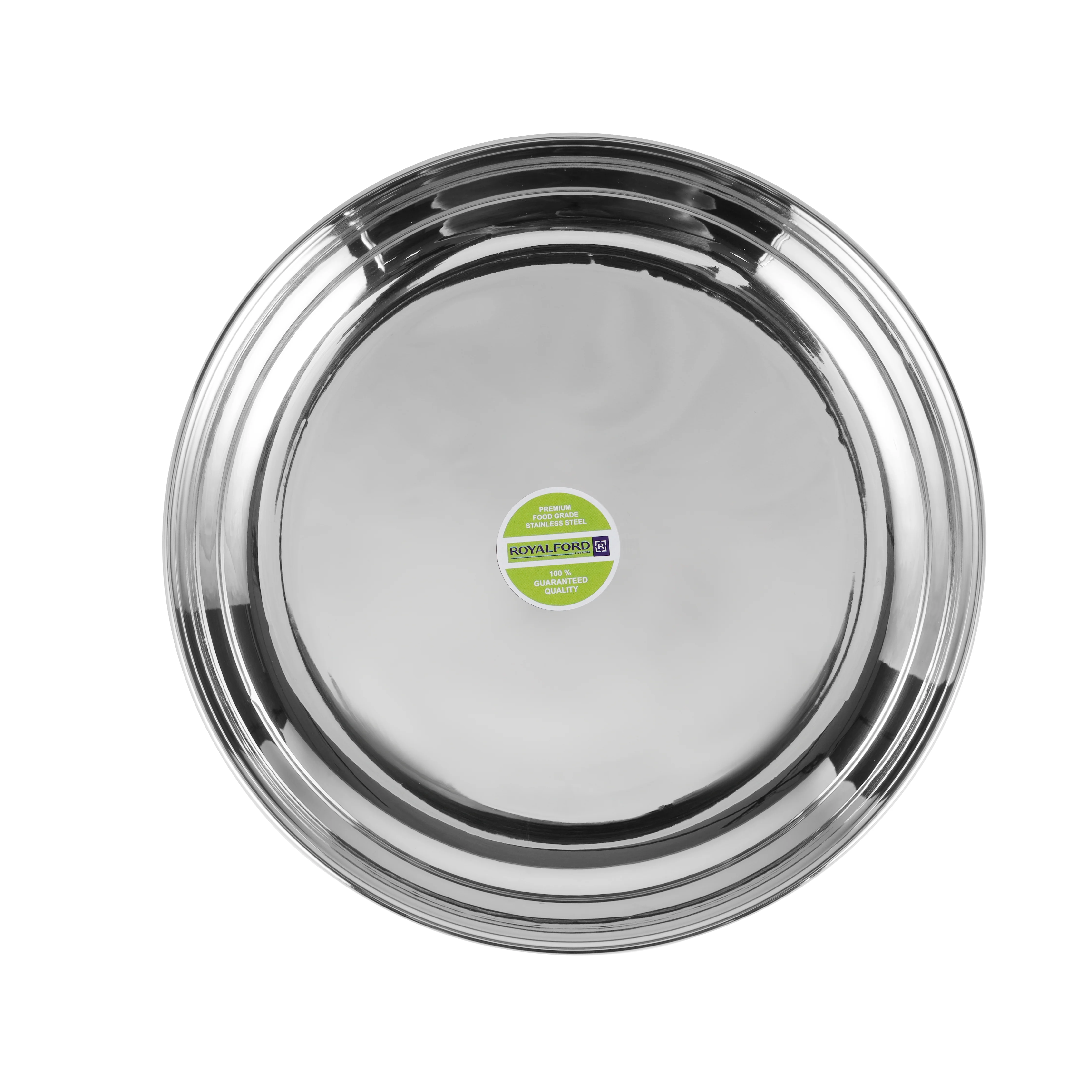 Royalford RF11468 Stainless Steel Rice Plate | 23cm Mirror Finish Dinner Plate | Durable Food Grade Steel Serving Plate | Rust Resistant Tableware for Home & Restaurant