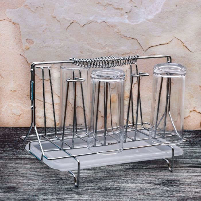 Royalford RF1155GH8 Stainless Steel 8 Glass Stand Holder with Drainer - Glass Drainer Storage Drying Rack - Glass Holder Rack - Drying Holds 8 Cups - Ideal for Storing/Draining/Drying Cups, Mugs, Glasses - Image 7