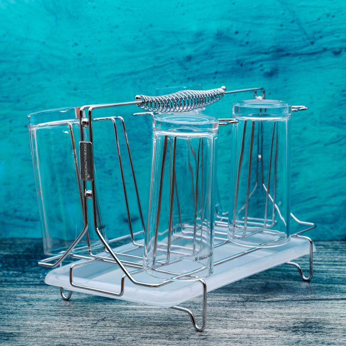 Royalford RF1155GH8 Stainless Steel 8 Glass Stand Holder with Drainer - Glass Drainer Storage Drying Rack - Glass Holder Rack - Drying Holds 8 Cups - Ideal for Storing/Draining/Drying Cups, Mugs, Glasses - Image 8