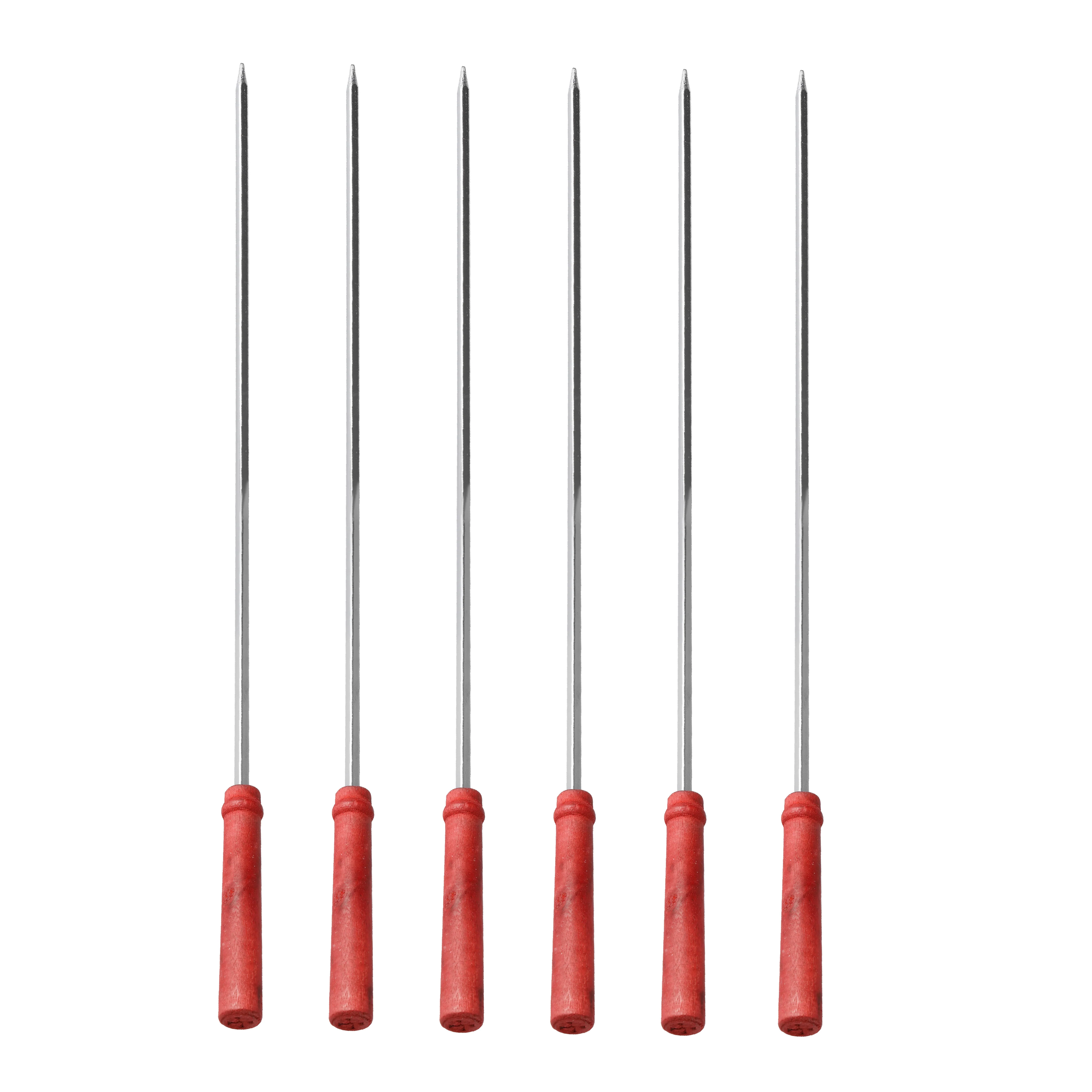 Royalford RF11680 BBQ Square Skewers | 6PCS Stainless Steel 60cm Heavy Duty Grilling Skewer Set | Heat Resistant Handle for BBQ, Meat & Vegetables Outdoor Grill Cooking