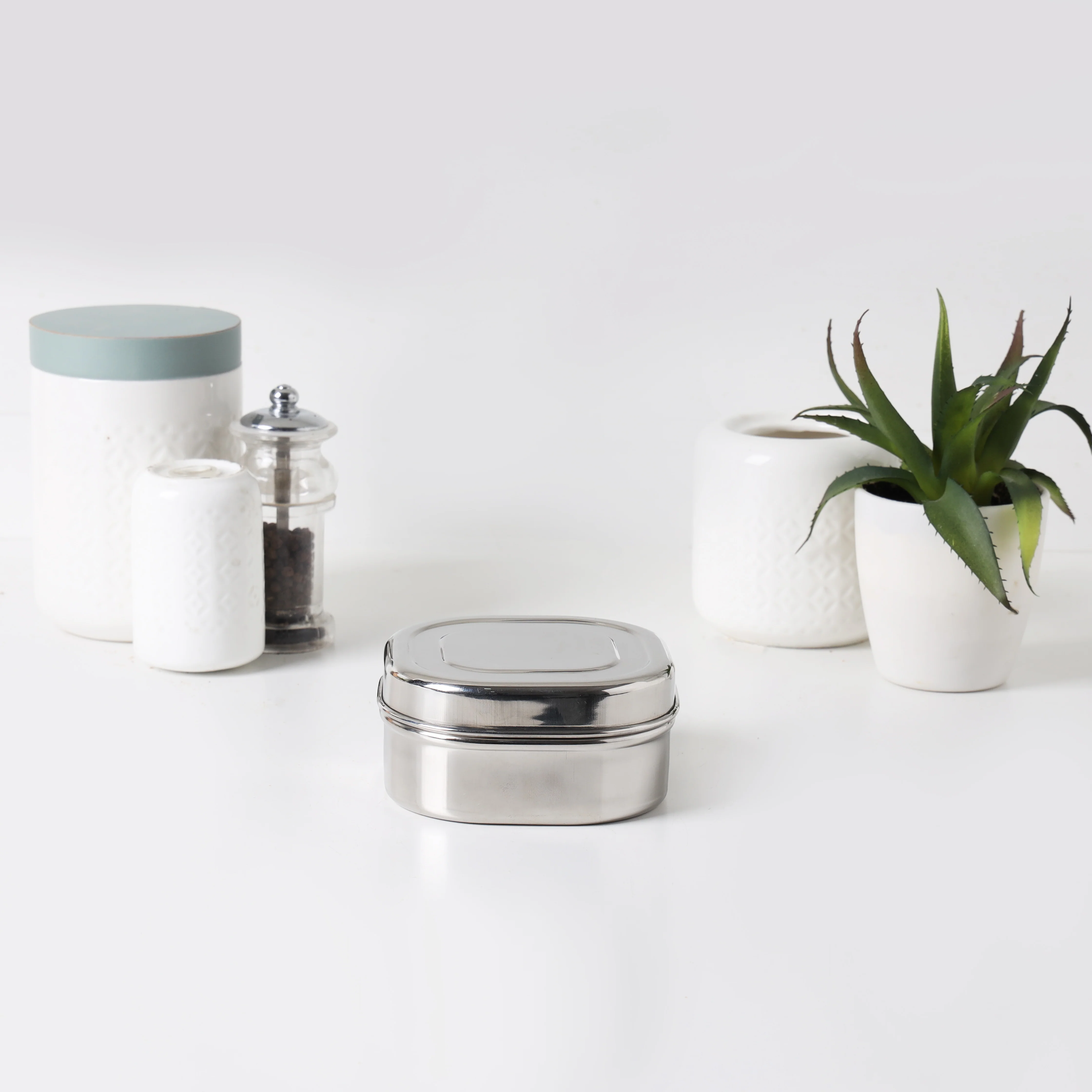 Royalford RF11699 Stainless Steel Square Dabba set| durable food-grade SS, mirror finish & rust-resistant design| stackable storage ideal for kitchen, travel & daily use| - Image 2