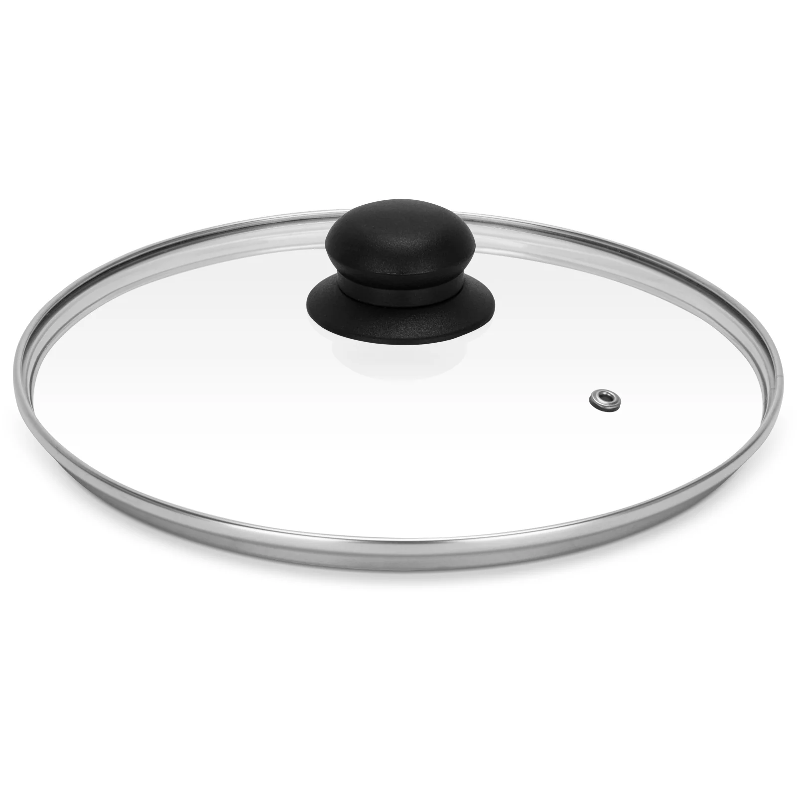 Royalford RF11726 Tempered Glass Lid | 26cm| Stainless Steel Frame | Steam-Release Vent| Heat-Resistant Bakelite Knob| 3.8mm Thickness | Food-Grade & Dishwasher-Safe - Image 3