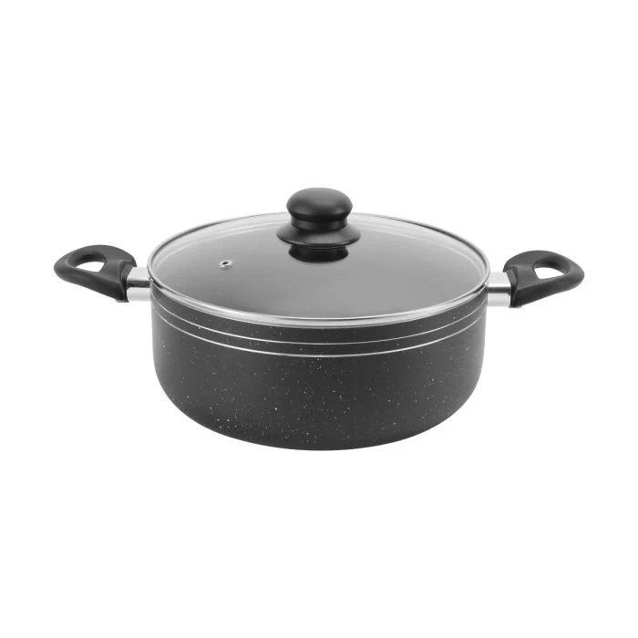 Royalford RF11759 9 PCS Non-Stick Cookware Set | PFOA-Free Granite Coating| Strong Aluminium Body| Fast-Heating CD Bottom| Tempered Glass Lids & Essential Kitchen Tools - Image 3