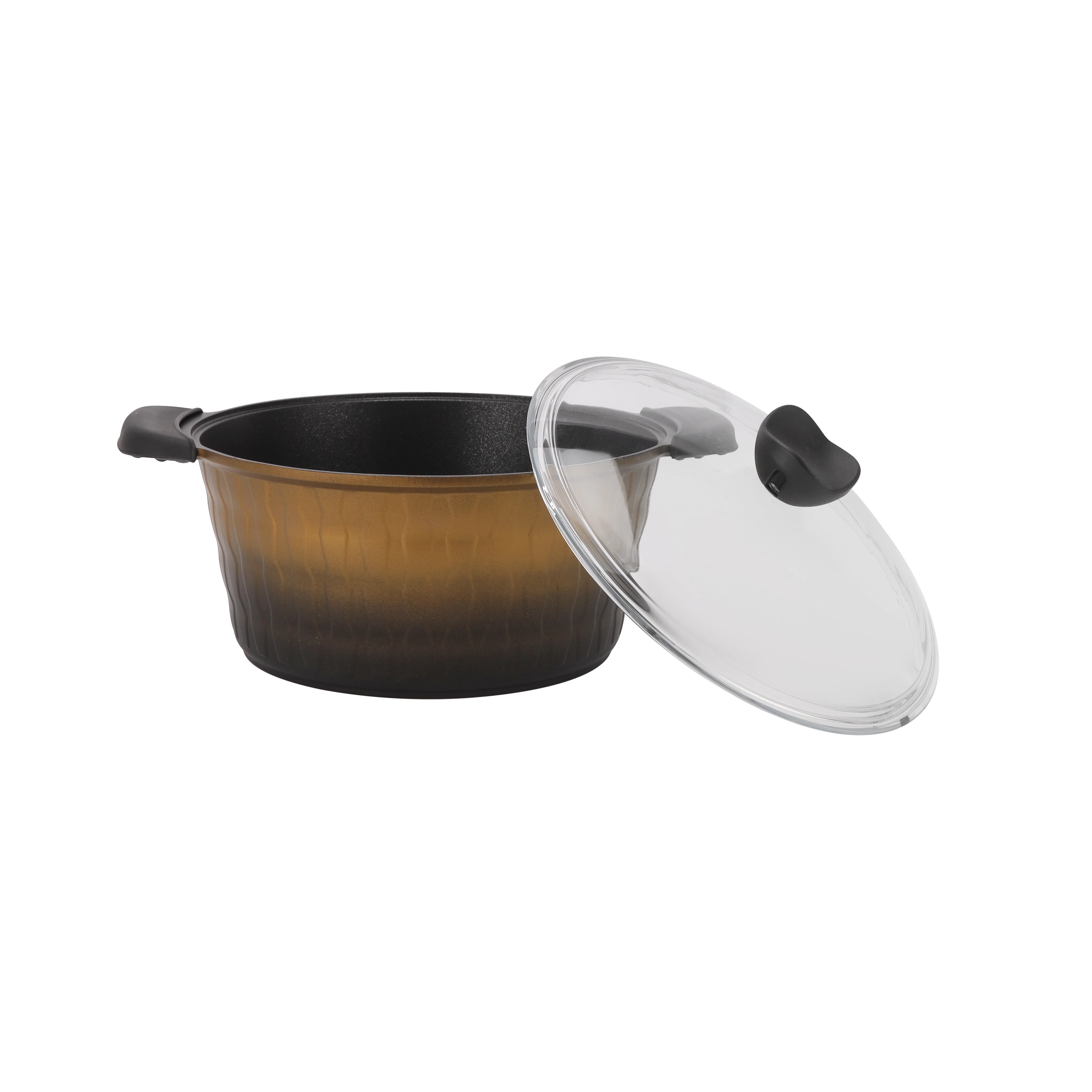 Royalford RF11775 Die Cast Cookware Set 7 Pcs | Premium Non-Stick Die-Cast Aluminium Pots & Frypan with Tempered Glass Lids | Silicone Handles & Thick Base Design - Image 3