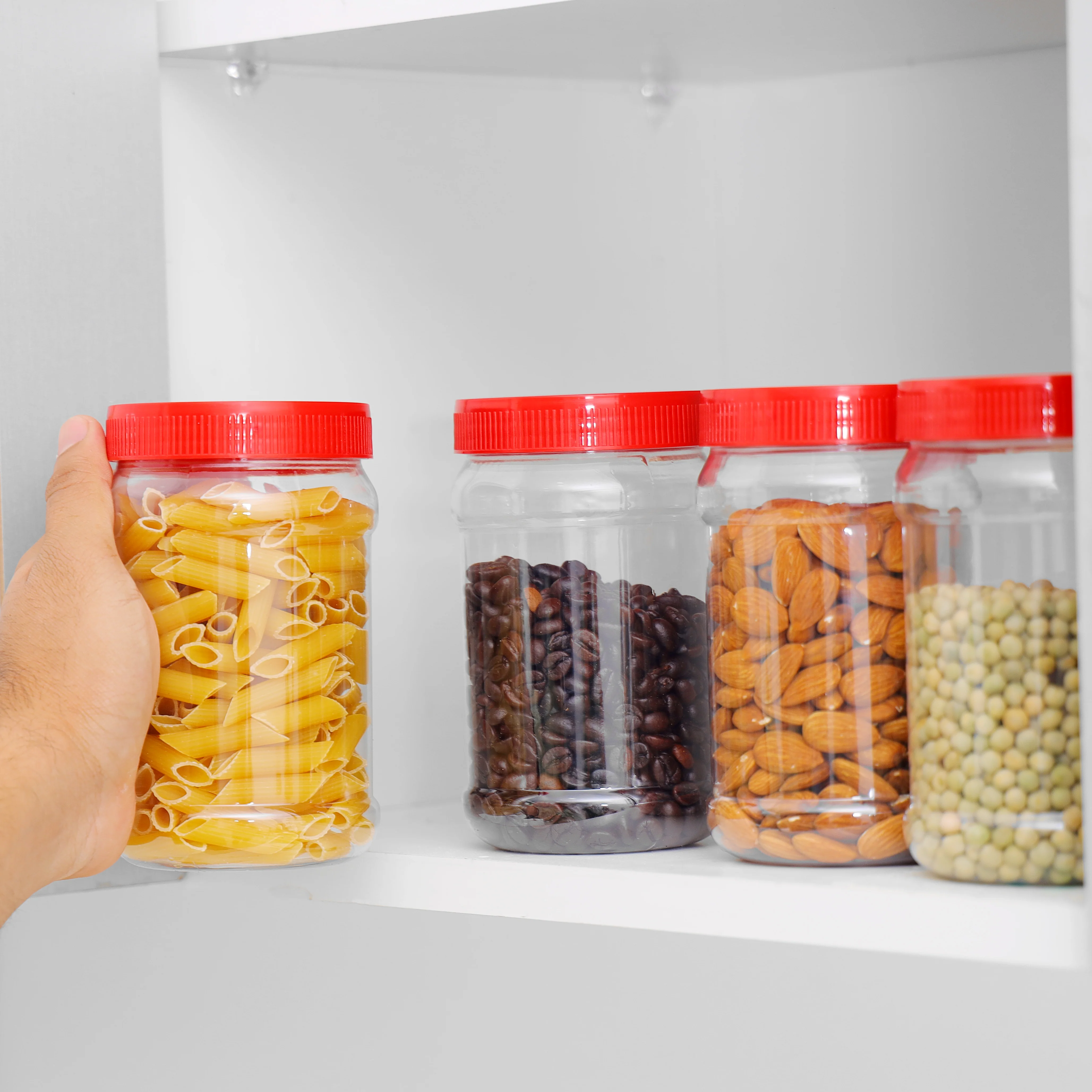 Royalford RF11877 750ML PET Jar Set| 4PCS with airtight lids & BPA-free material| leak-proof & odor-free, ideal for storing grains, snacks & keeping food fresh| - Image 2