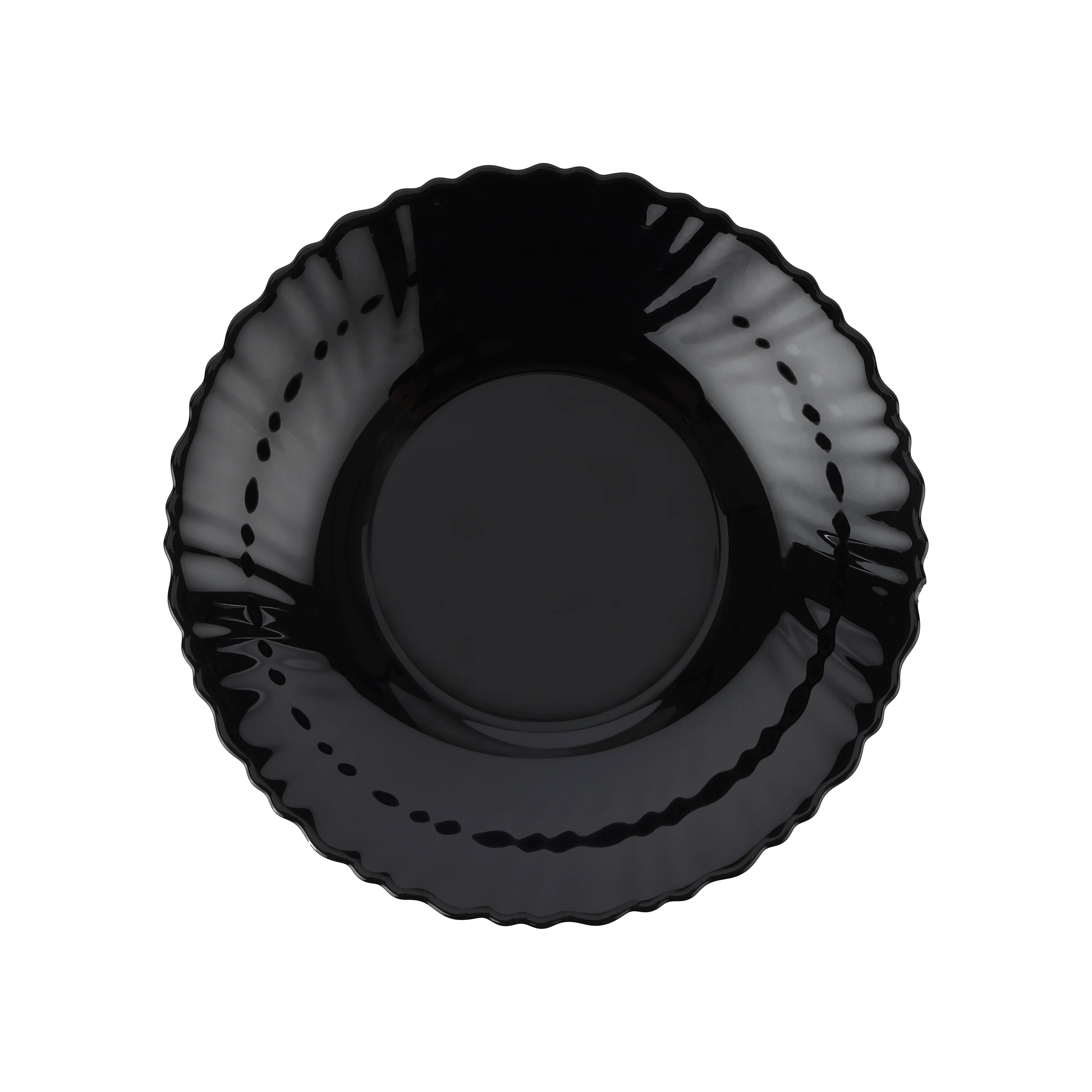 Royalford RF11904 Opalware Soup Plate | 8.5 Inch Black Wave Series Deep Bowl, Lightweight Chip Resistant, Microwave & Dishwasher Safe Serving Plate For Home & Kitchen Use