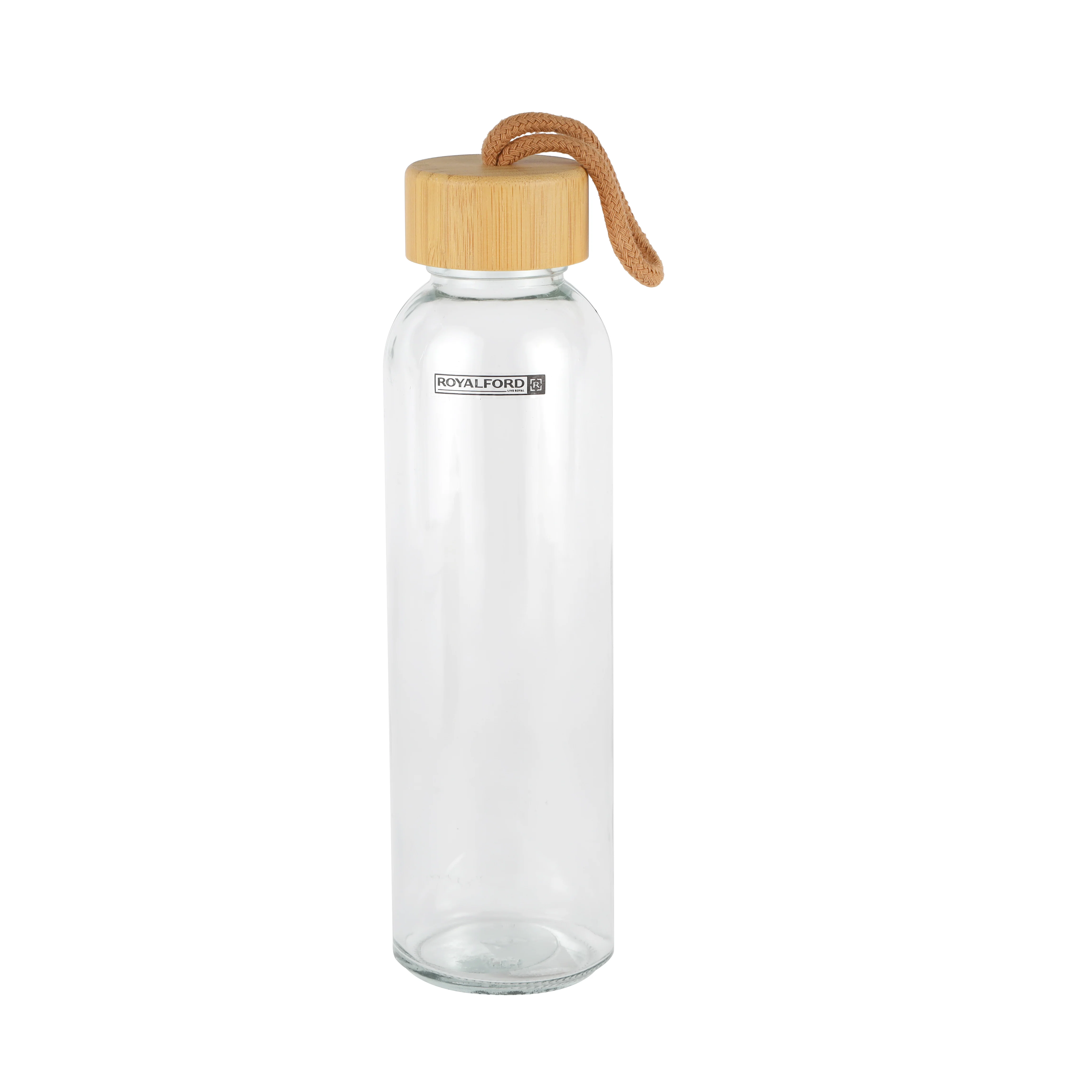 Royalford RF11925 glass water bottle 500ml| cork sleeve and bamboo lid with BPA-free, leak-resistant| durable, eco-friendly design, ideal for travel, office, & daily use| - Image 4
