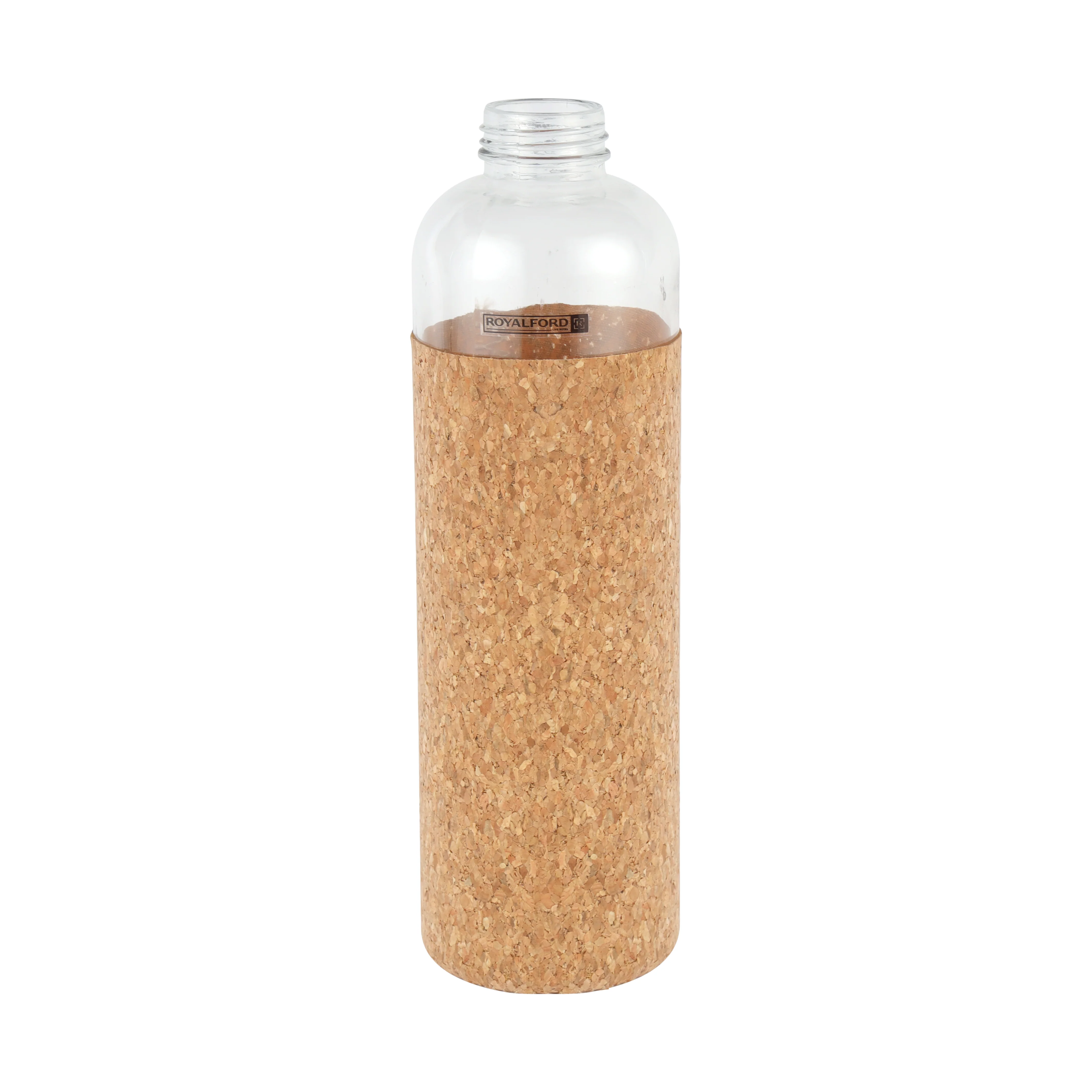 Royalford RF11927 Glass Water Bottle 1000ML | Protective Cork Sleeve and Bamboo Lid | BPA Free | Leak Resistant and Eco Friendly Reusable Drinking Glass Water Bottle - Image 3