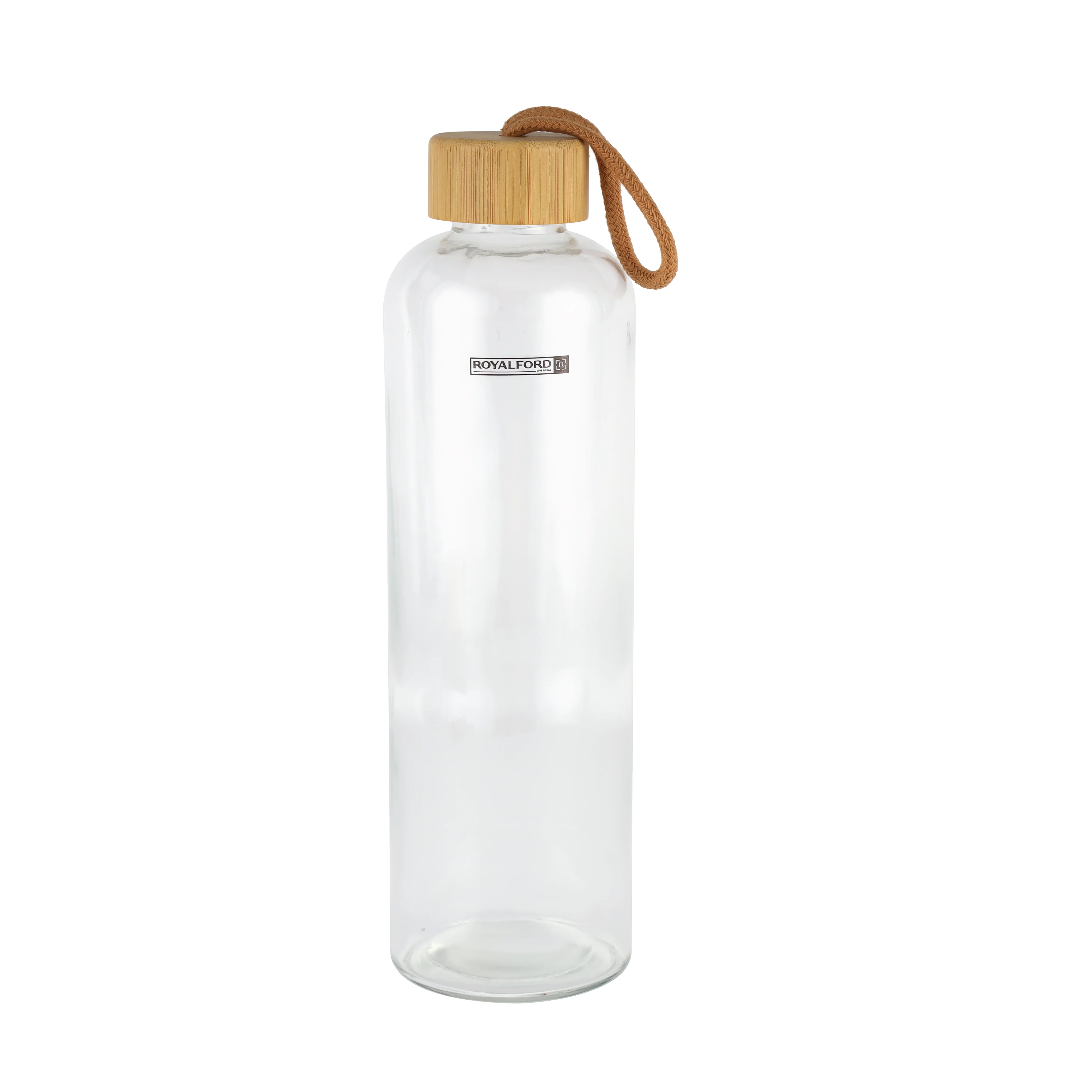 Royalford RF11927 Glass Water Bottle 1000ML | Protective Cork Sleeve and Bamboo Lid | BPA Free | Leak Resistant and Eco Friendly Reusable Drinking Glass Water Bottle - Image 4