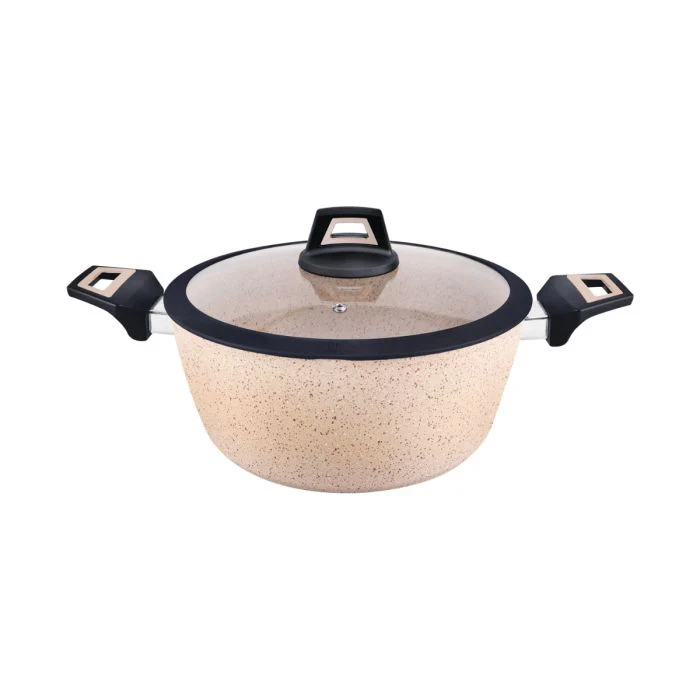 Royalford RF11960 ChefArt Granite Coated 6 PCS Cookware Set | Induction Compatible | Non Stick Forged Aluminium Cookware with Glass Lids | Soft Touch Handles | Durable - Image 3