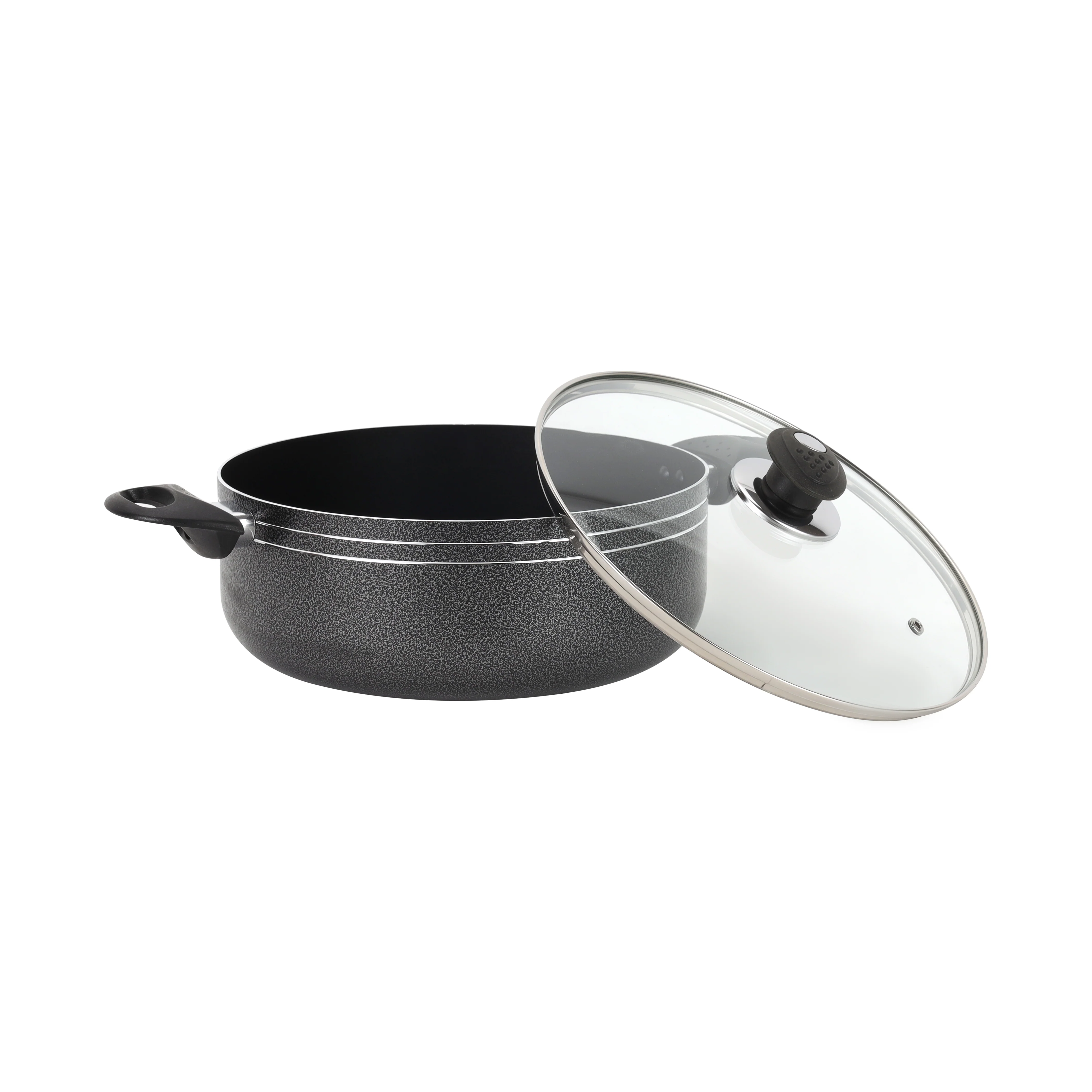 Royalford RF11962 26cm Aluminium Non-Stick Casserole | Tempered Glass Lid | 2.0mm Press Aluminium Body | PTFE & PFOA Free Cookware for Gas, Hot Plate & Halogen Cooking - Image 2