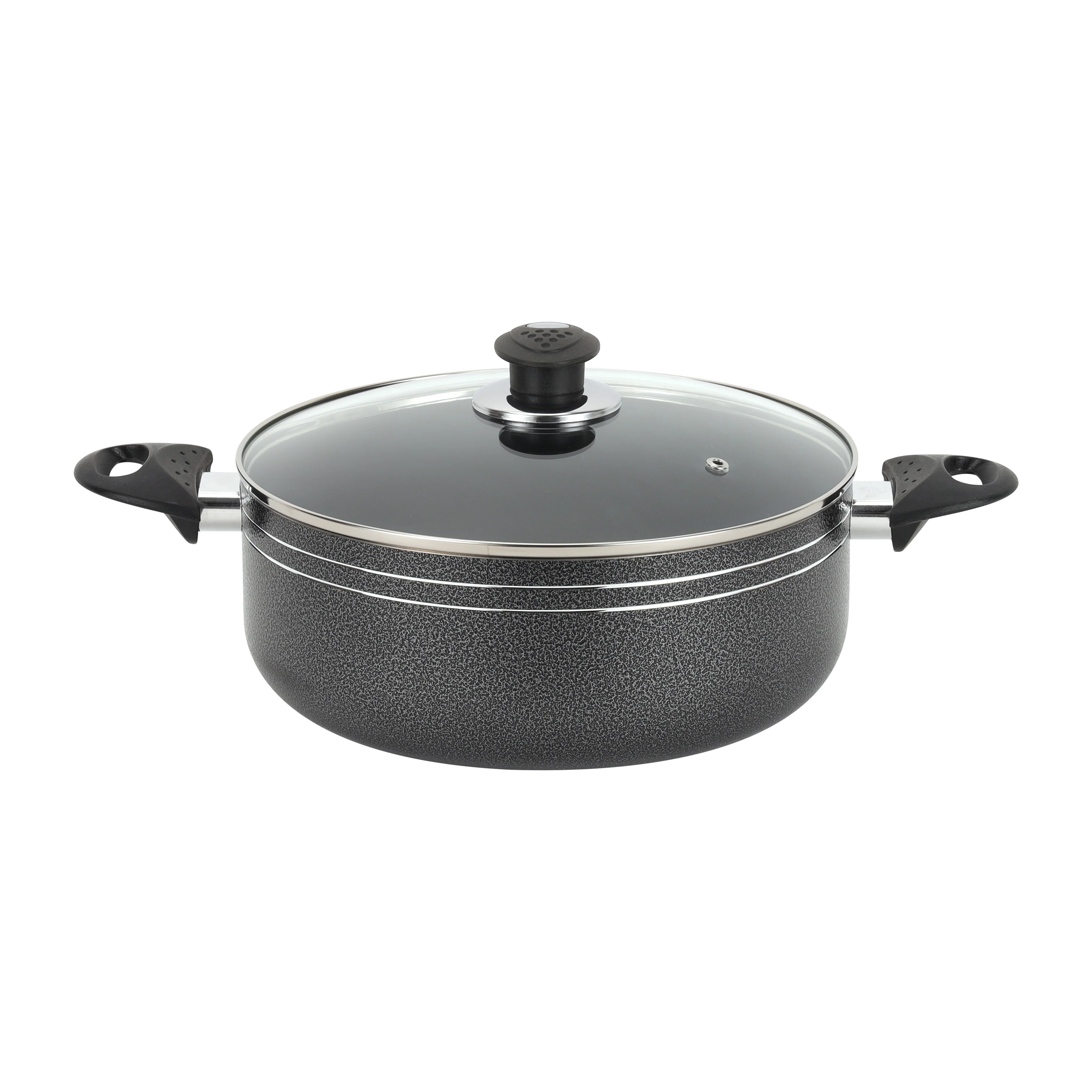 Royalford RF11965 32cm Aluminium Casserole | Non-Stick Coating |  Tempered Glass Lid|  Strong Bakelite Handles |  Heat Resistant Body for Large Capacity Family Cooking - Image 3