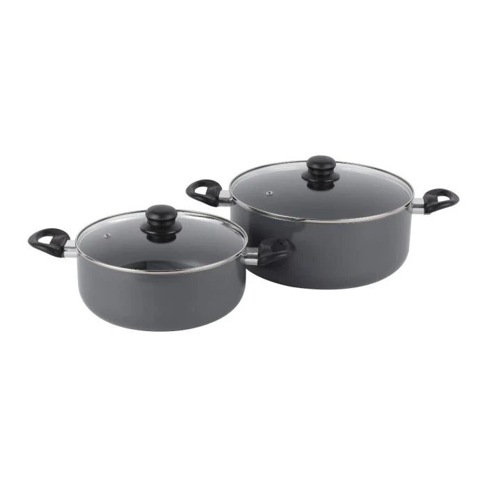 Royalford RF11972 10PCS Non-Stick Cookware Set | 3-Layer Non-Stick Press Aluminium Pots & Frypans with Tempered Glass Lids| Nylon Spoon & Turner | Heat-Resistant - Image 3