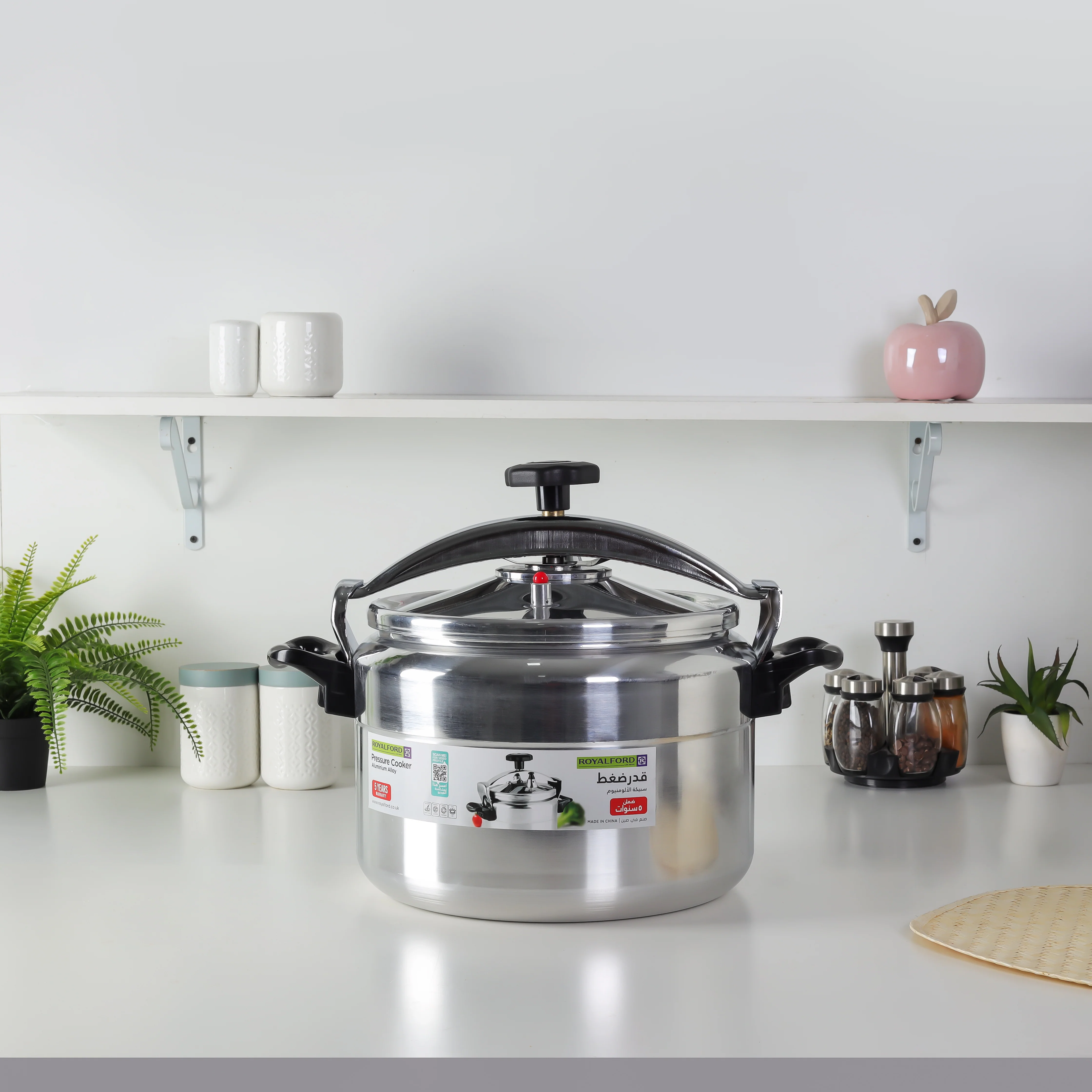 Royalford RF11981 Aluminium Alloy Pressure Cooker 20 LTR | Heavy Duty Body for Bulk Cooking | Multi Safety Device | Unique Pressure Indicator | Ergonomic Handles - Image 2