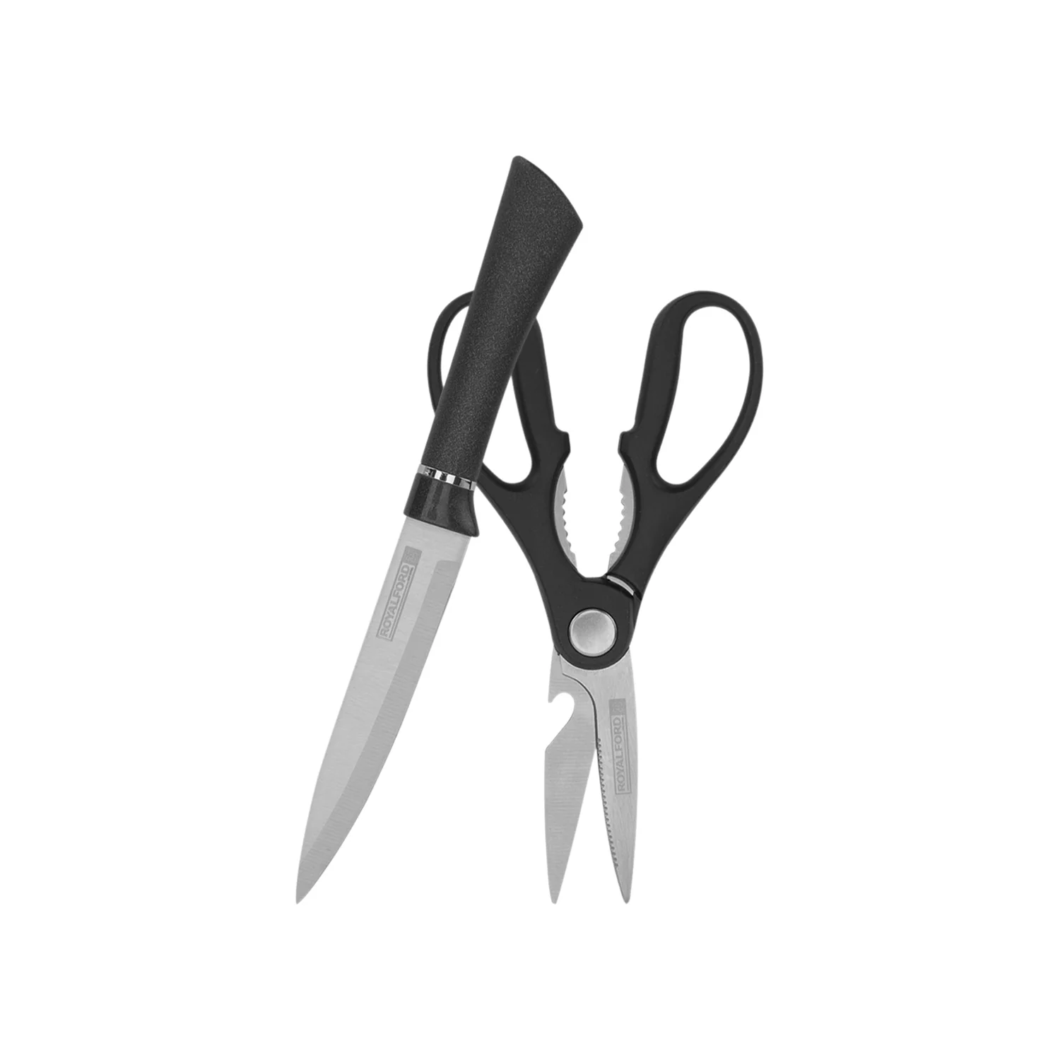 Royalford RF12003 2PC Kitchen Tools Set | Utility Knife & Kitchen Scissors |Stainless Steel Blades with PP Handle |Multi Functional Cutting Tool Set |Compact & Convenient - Image 2