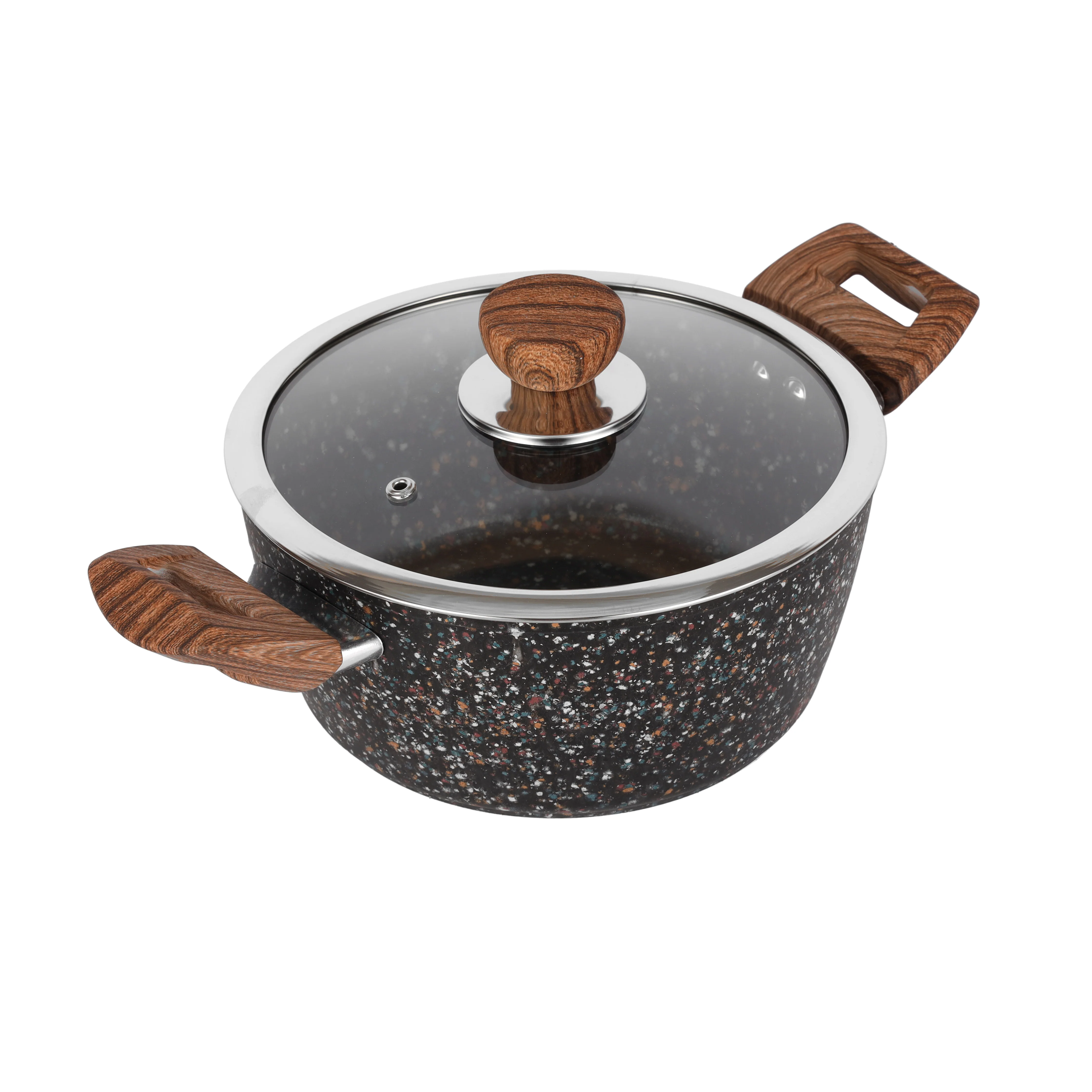 Royalford RF12015 20cm Forged Aluminium Casserole | Multistone Granite Non-Stick Coating | Induction Compatible Bottom |Tempered Glass Lid with wide steel frame - Image 2