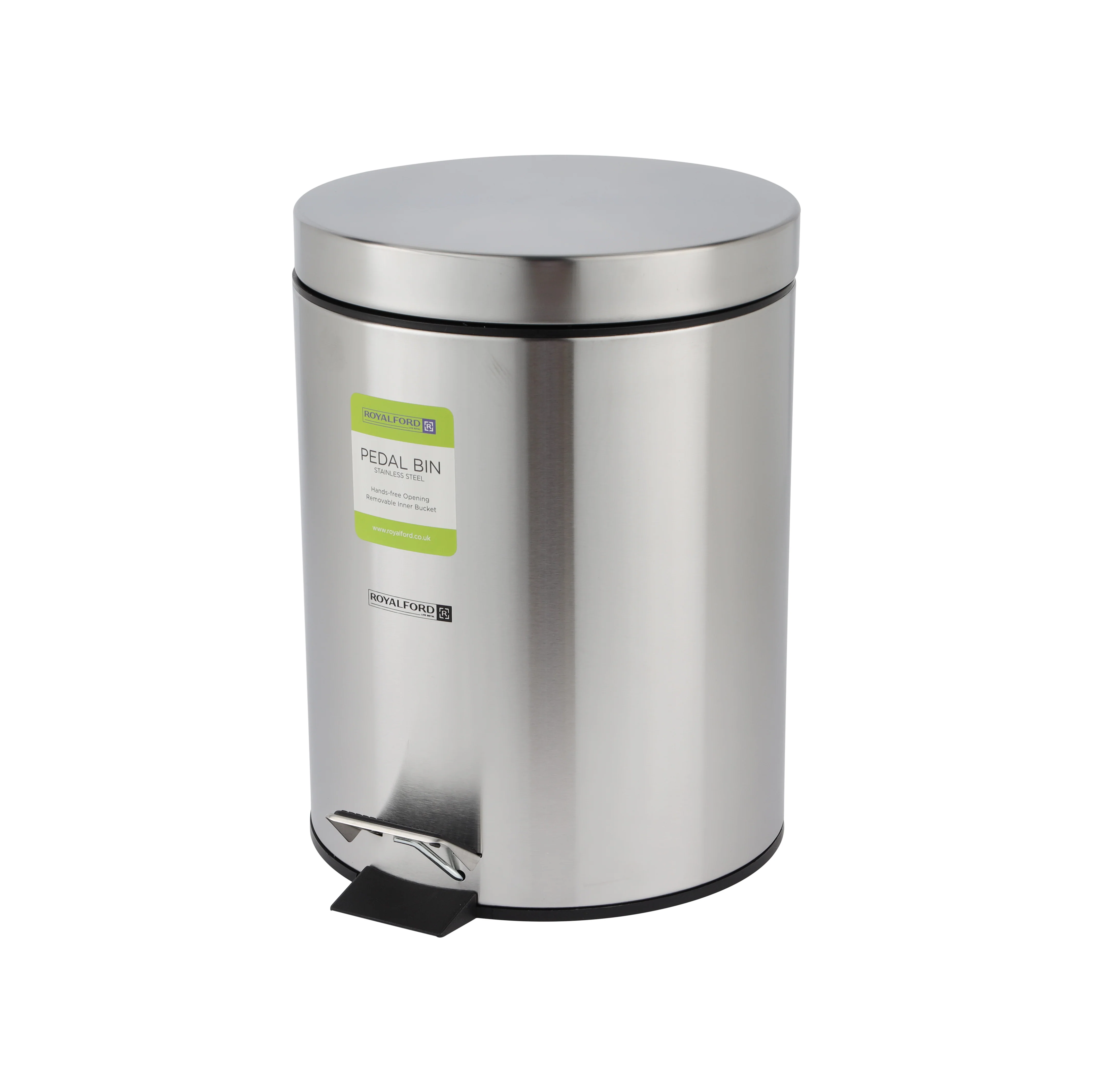 Royalford RF12089 5L Stainless Steel Pedal Bin |Hands-Free Foot Pedal| Soft Close Lid| Removable Inner Bucket| Rust-Resistant Trash Can for Kitchen, Bathroom & Office Use - Image 2