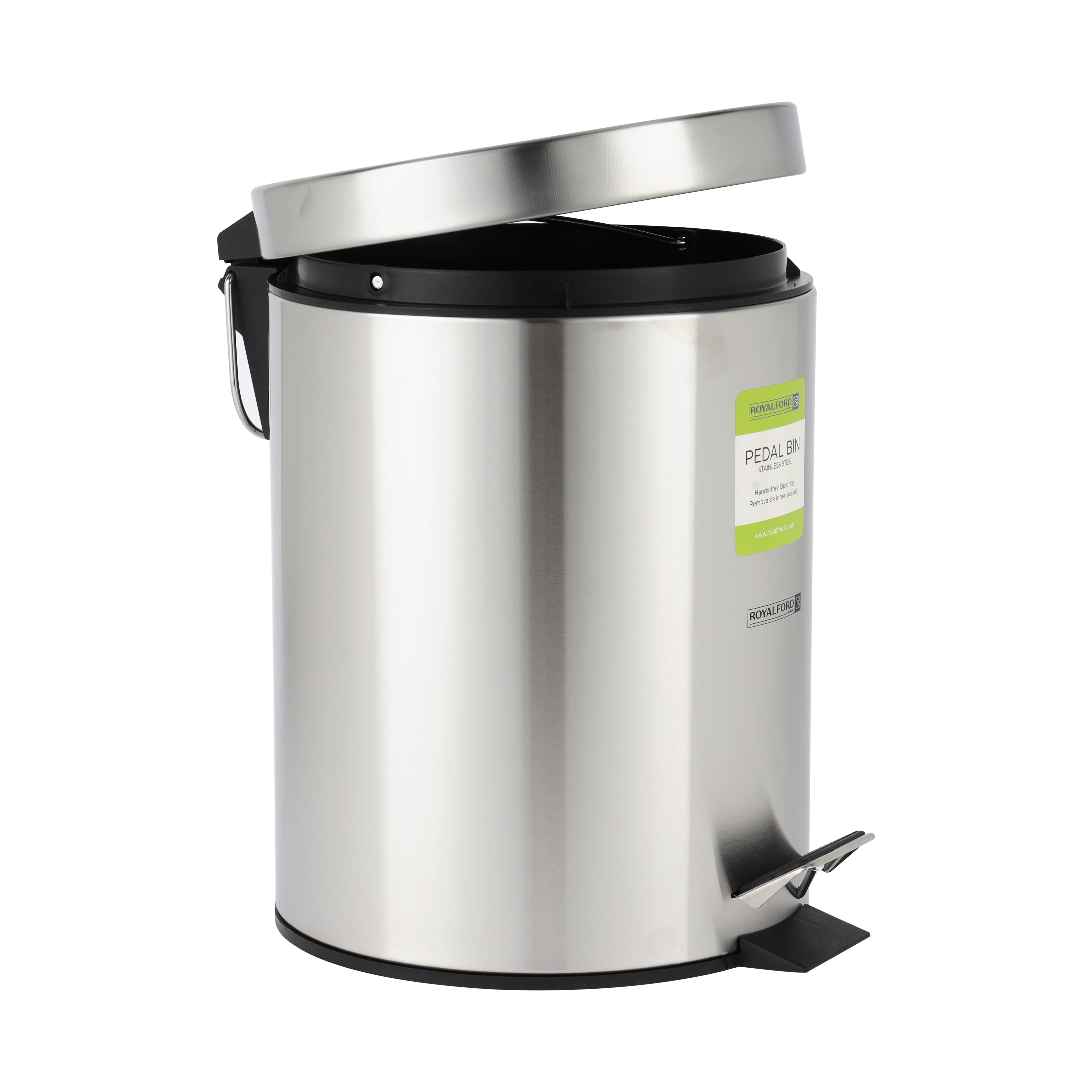 Royalford RF12089 5L Stainless Steel Pedal Bin |Hands-Free Foot Pedal| Soft Close Lid| Removable Inner Bucket| Rust-Resistant Trash Can for Kitchen, Bathroom & Office Use - Image 3