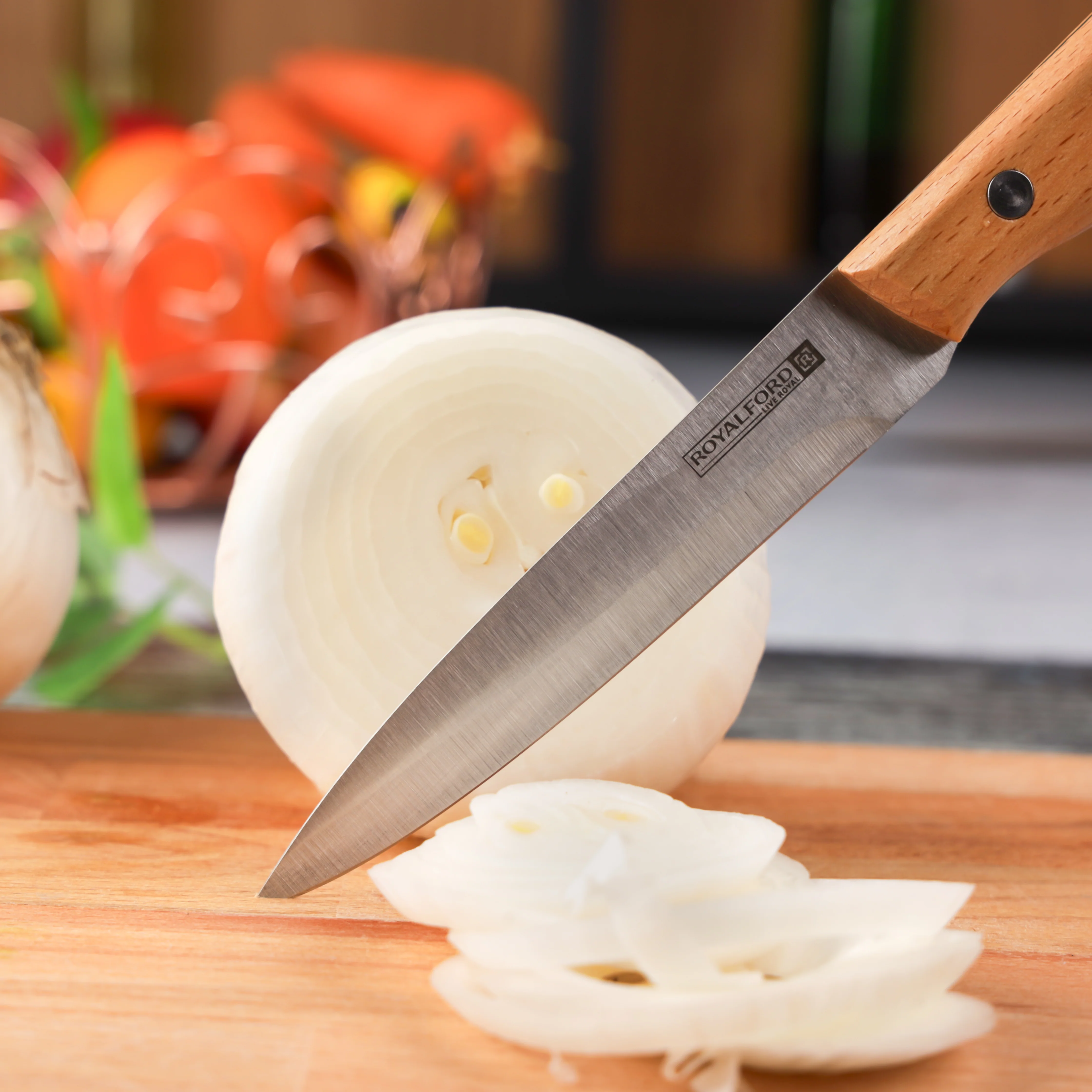 Royalford RF12095 5” Utility Knife| sharp stainless steel blade and sturdy wooden handle| for precise cutting, peeling, and slicing with comfort, durability, and control| - Image 2