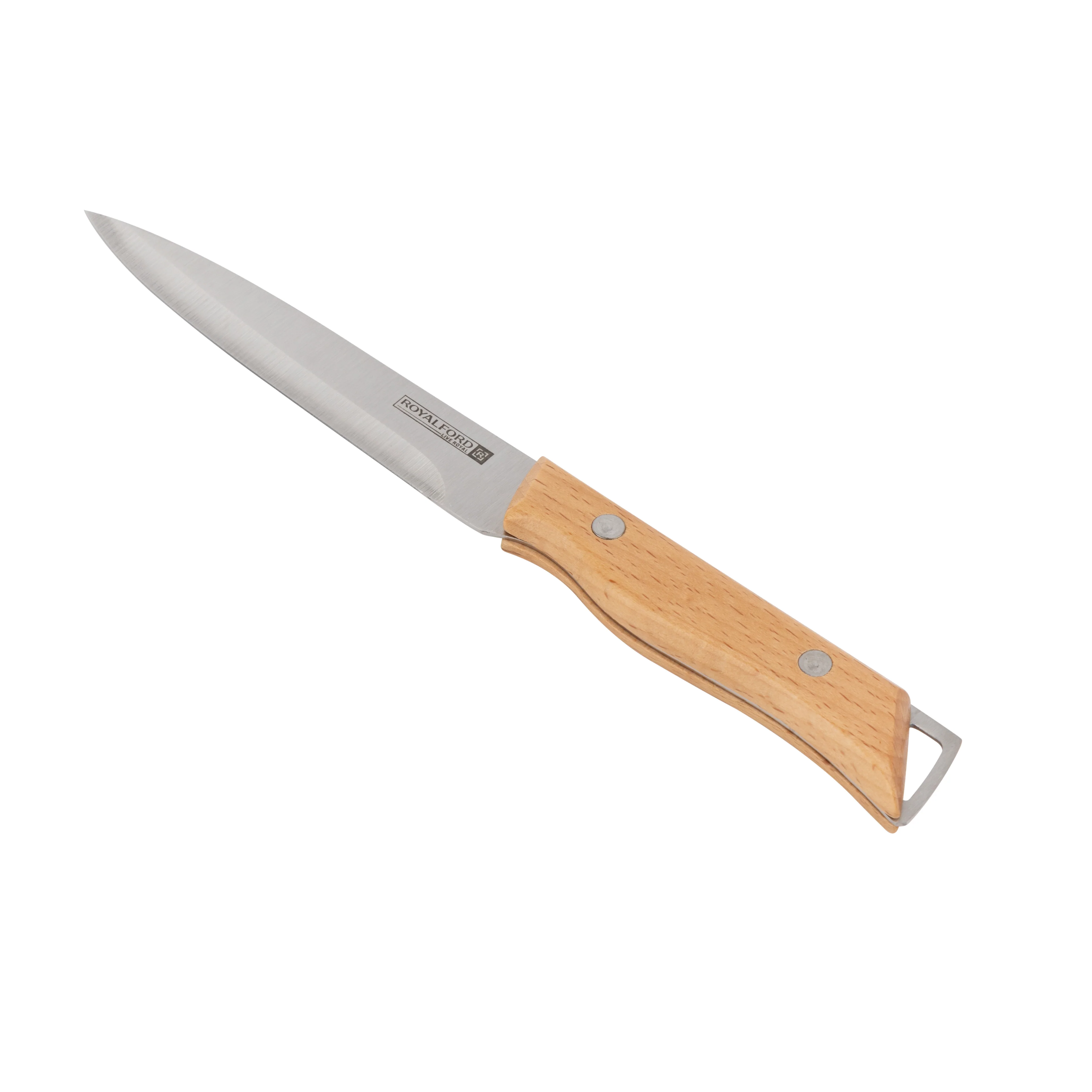 Royalford RF12095 5” Utility Knife| sharp stainless steel blade and sturdy wooden handle| for precise cutting, peeling, and slicing with comfort, durability, and control| - Image 3