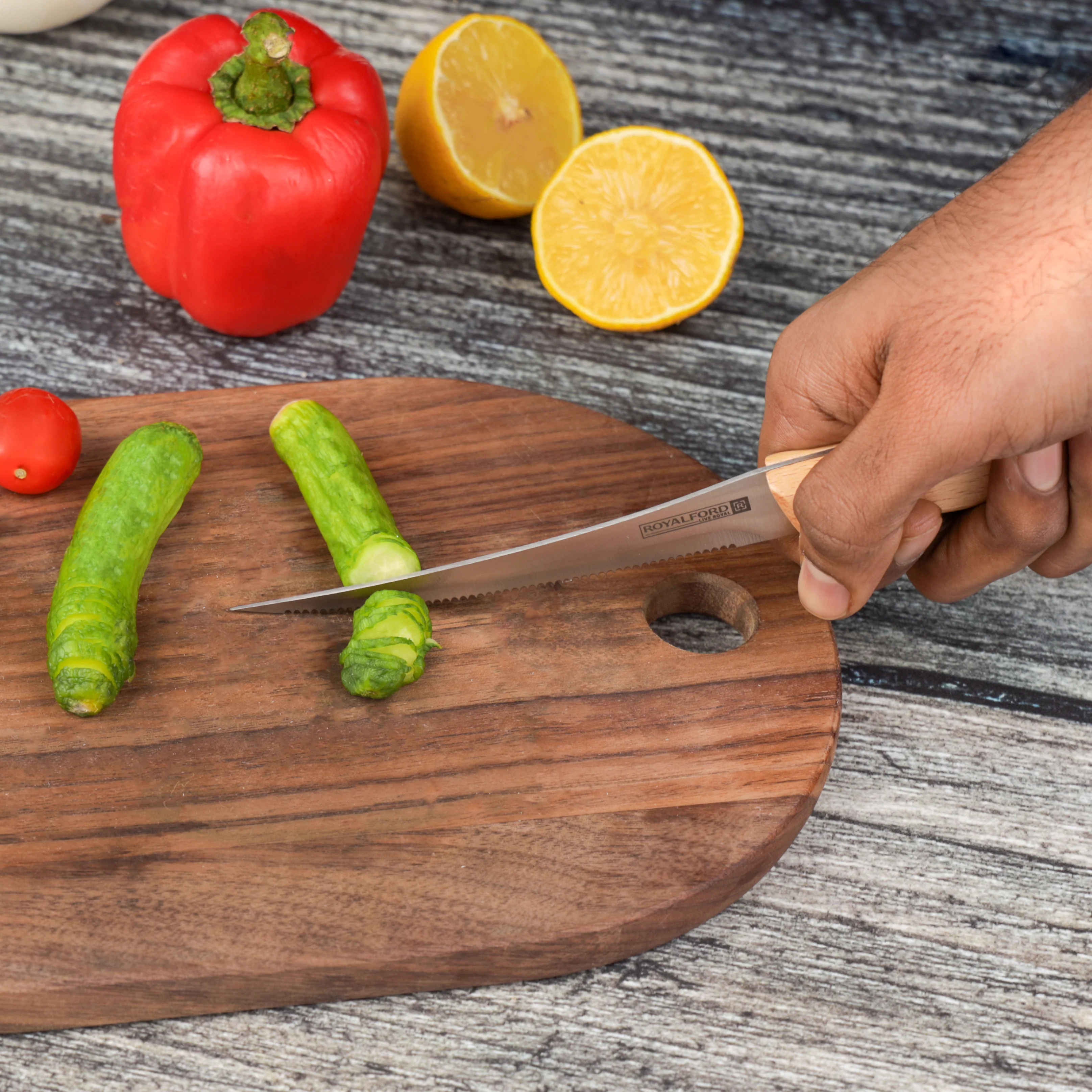 Royalford RF12096 5” fruit knife| extra-sharp stainless steel blade and wooden handle| durable, stain-resistant, perfect for precise cutting, peeling, and slicing tasks| - Image 2