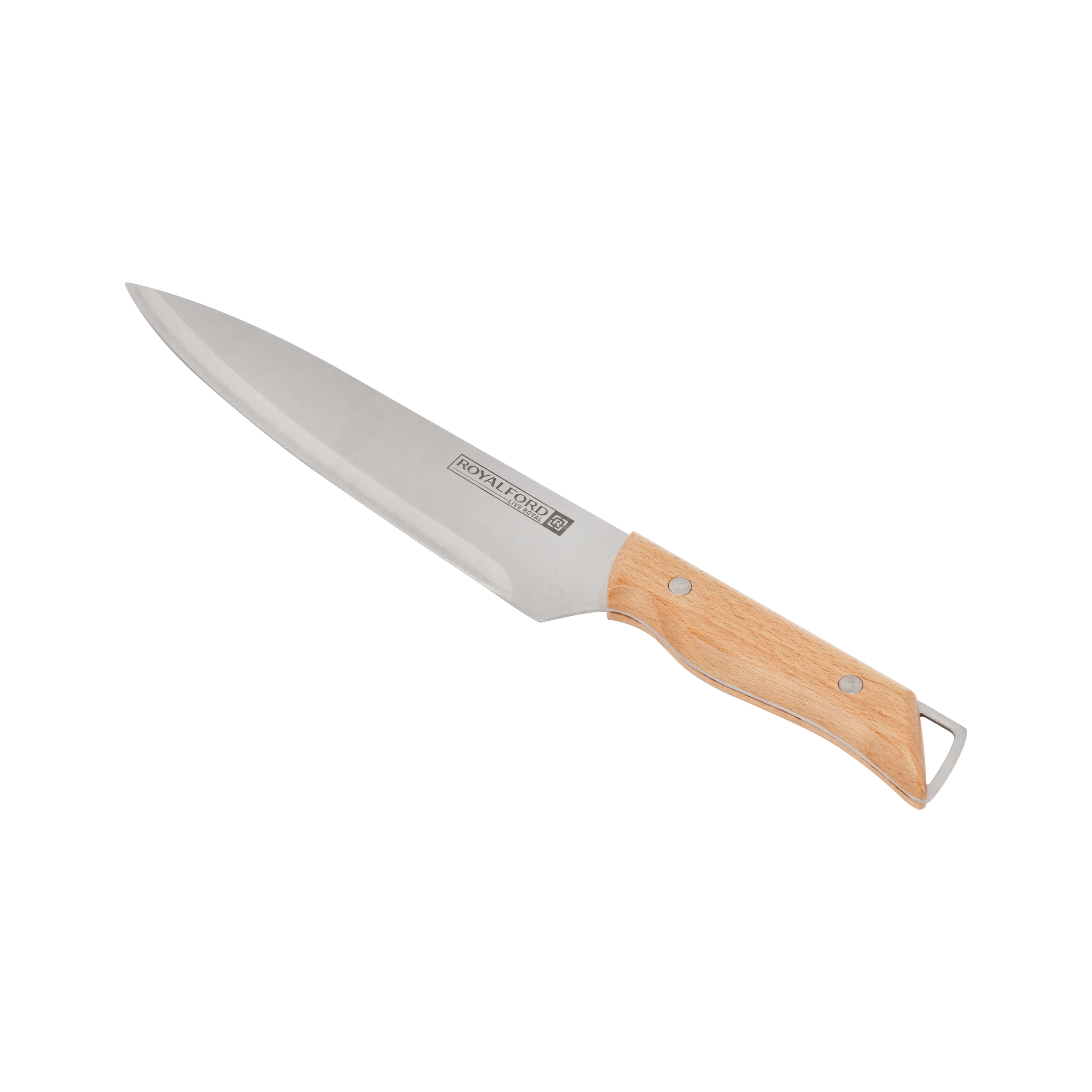 Royalford RF12097 8 Inch Chef Knife Stainless Steel Kitchen Knife | Wooden Handle | Extra Sharp Multipurpose Cooking Knife | Perfect for Meat Vegetables Fruits Herbs - Image 2