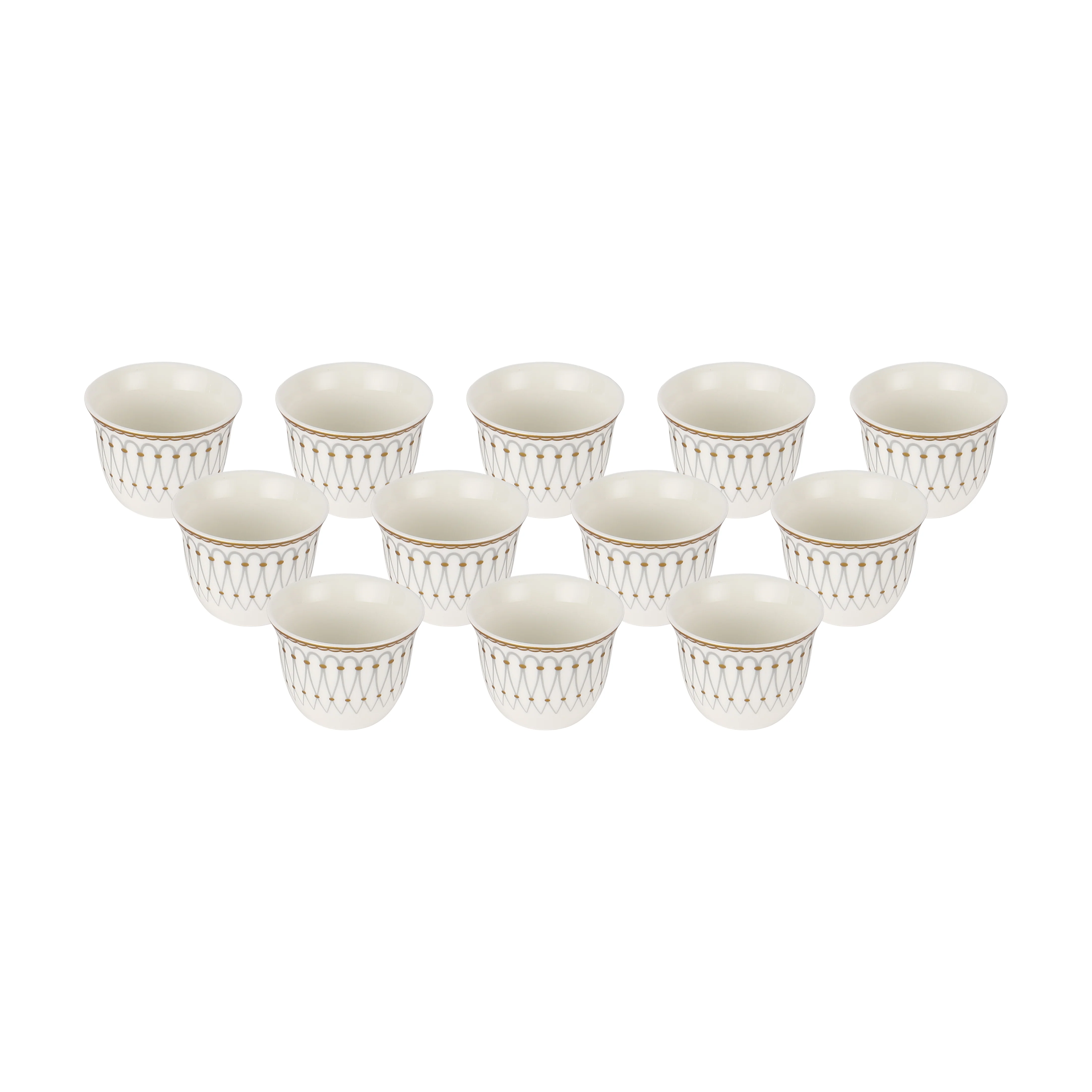 Royalford RF12115 Bone China Cawa Cup Set |  12PCS 80ml Premium  Coffee Cups | Elegant Gold Design | Durable Luxury Cawa Cups for Home, Majlis & Gifting Occasions - Image 2